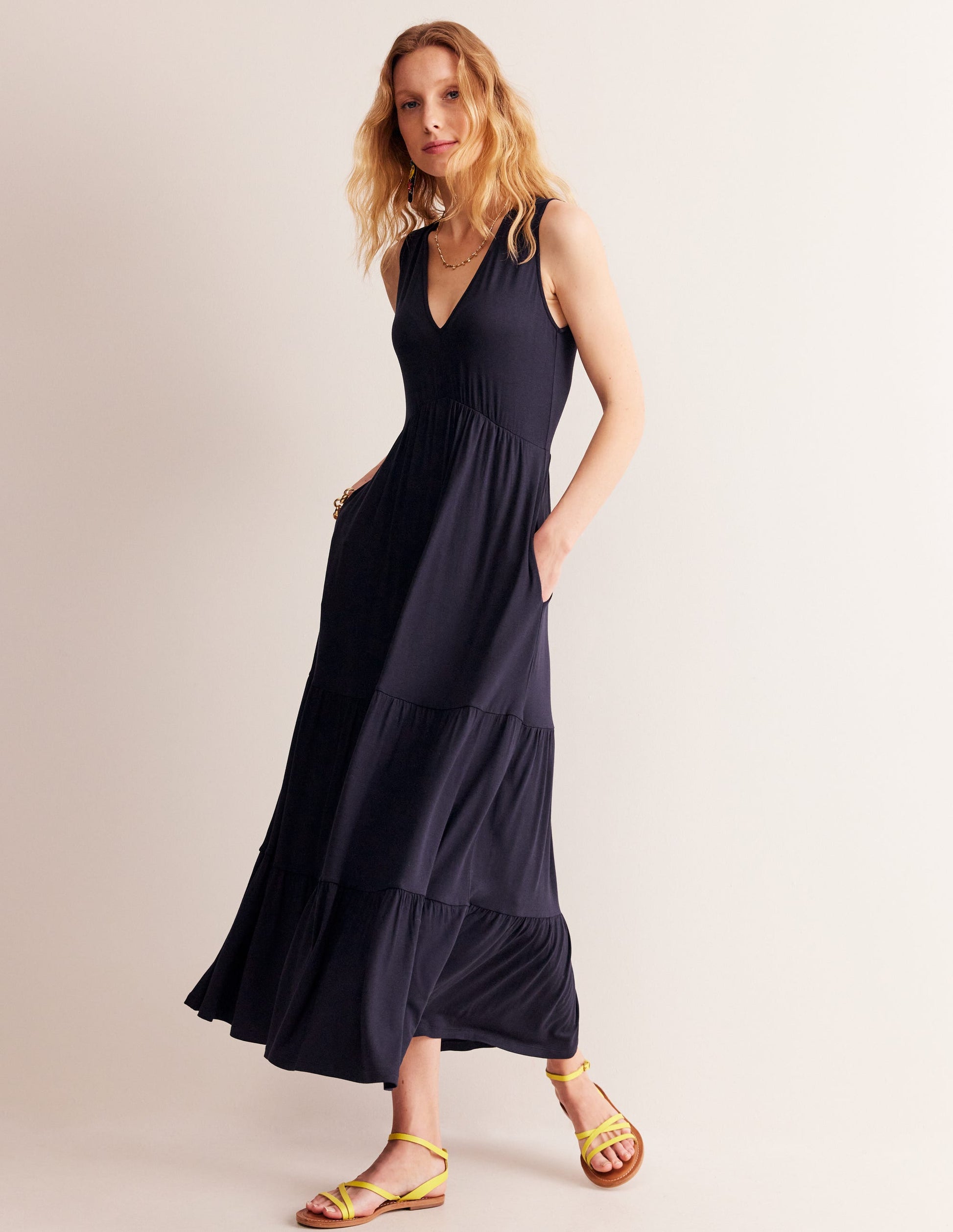 Sylvia Maxi-Stufenkleid aus Jersey-Aqua Marine Marl-4