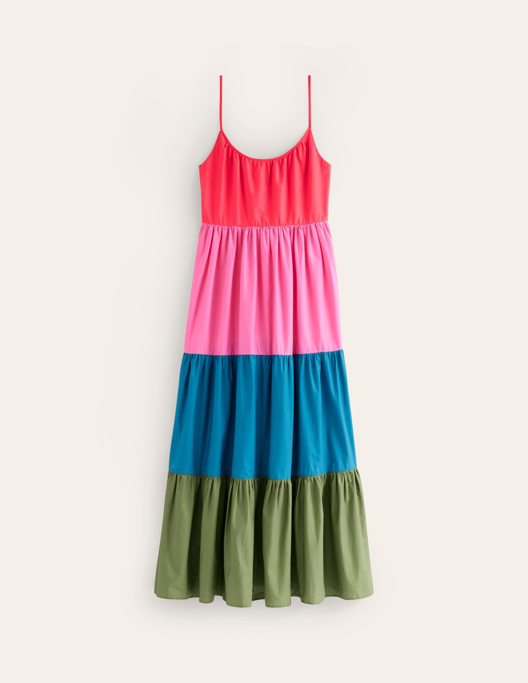 Robe longue evasée en coton-Colour Block - Image 6