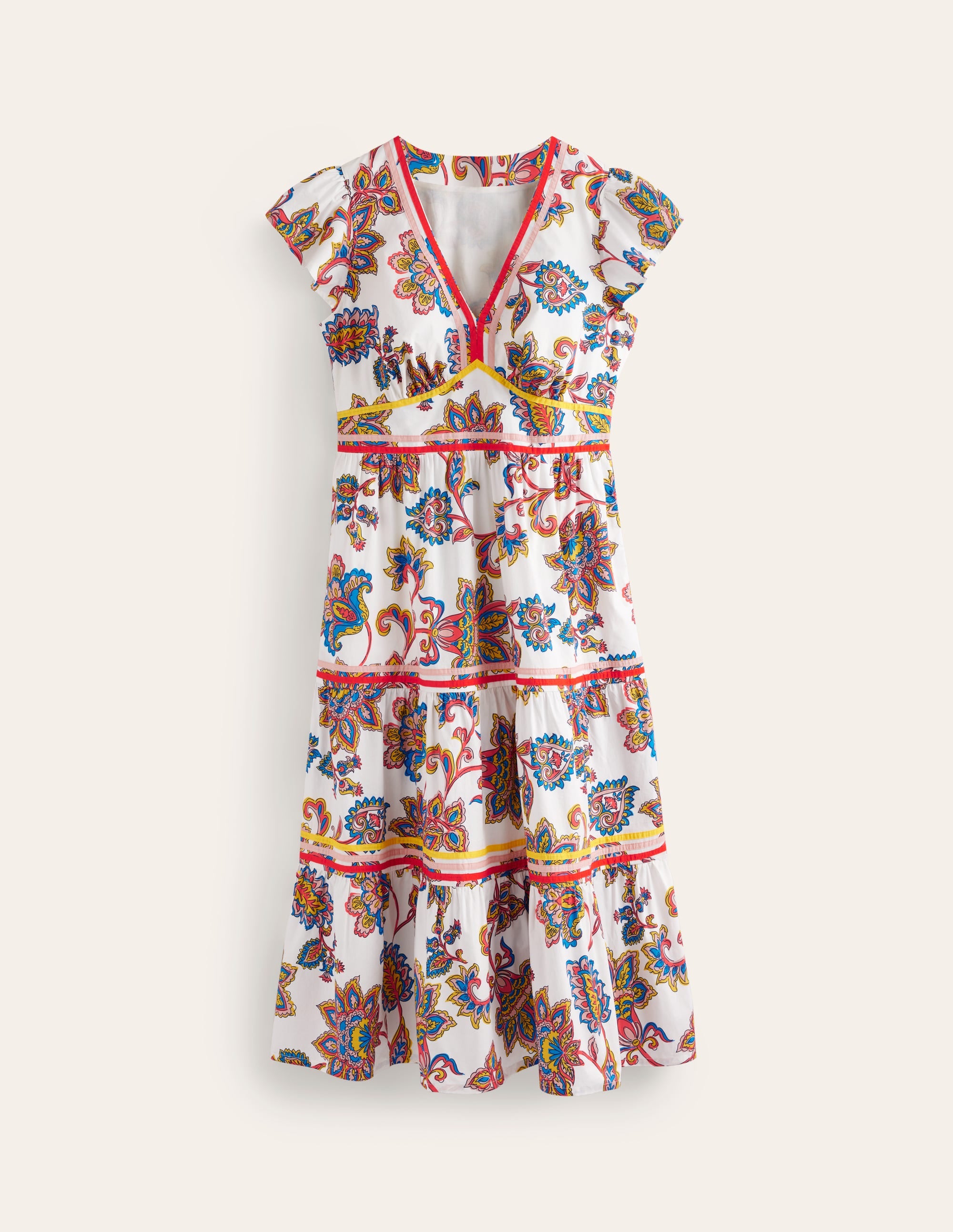 May Cotton Midi Tea Dress-Ivory, Dahlia Bloom - Image 9