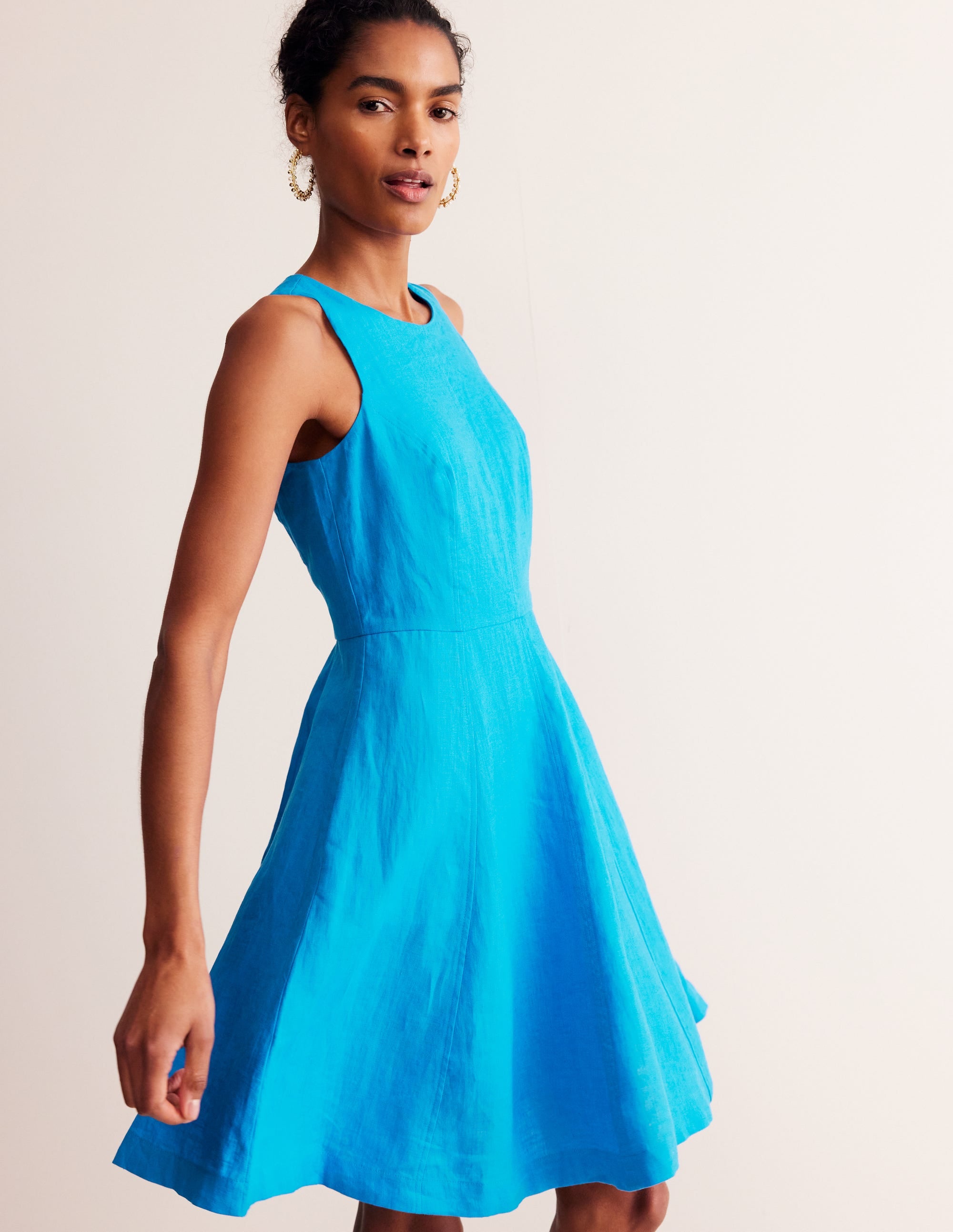 Carla Kurzes Leinenkleid-Blitzblau - Image 2