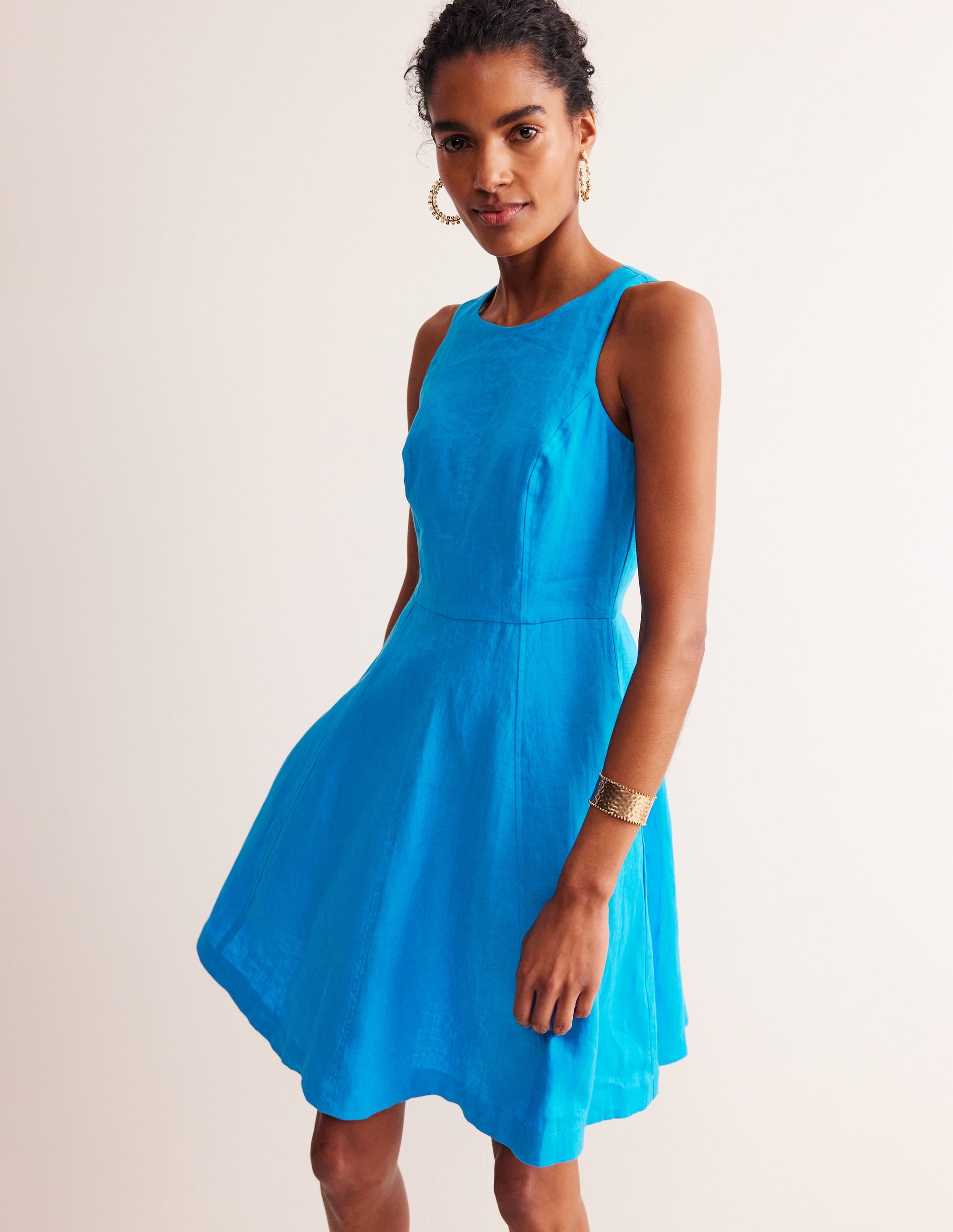 Carla Kurzes Leinenkleid-Blitzblau - Image 4