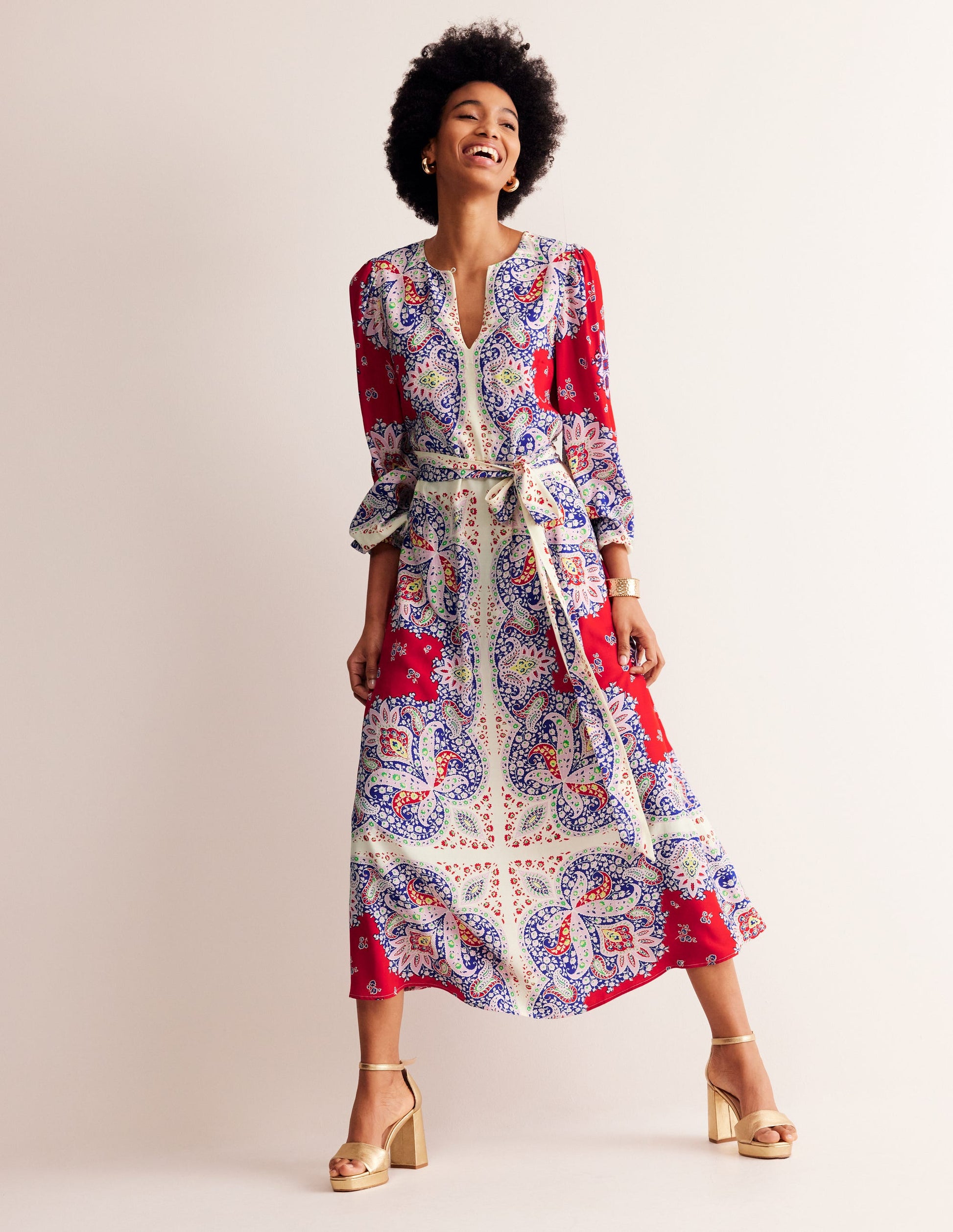 Occasion Blouson Maxi Dress-Rubicondo, Ornate Paisley-2