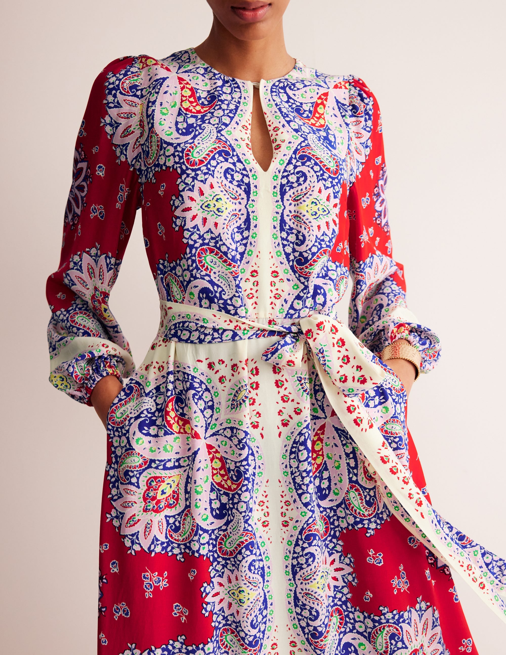 Occasion Blouson Maxi Dress-Rubicondo, Ornate Paisley - Image 3