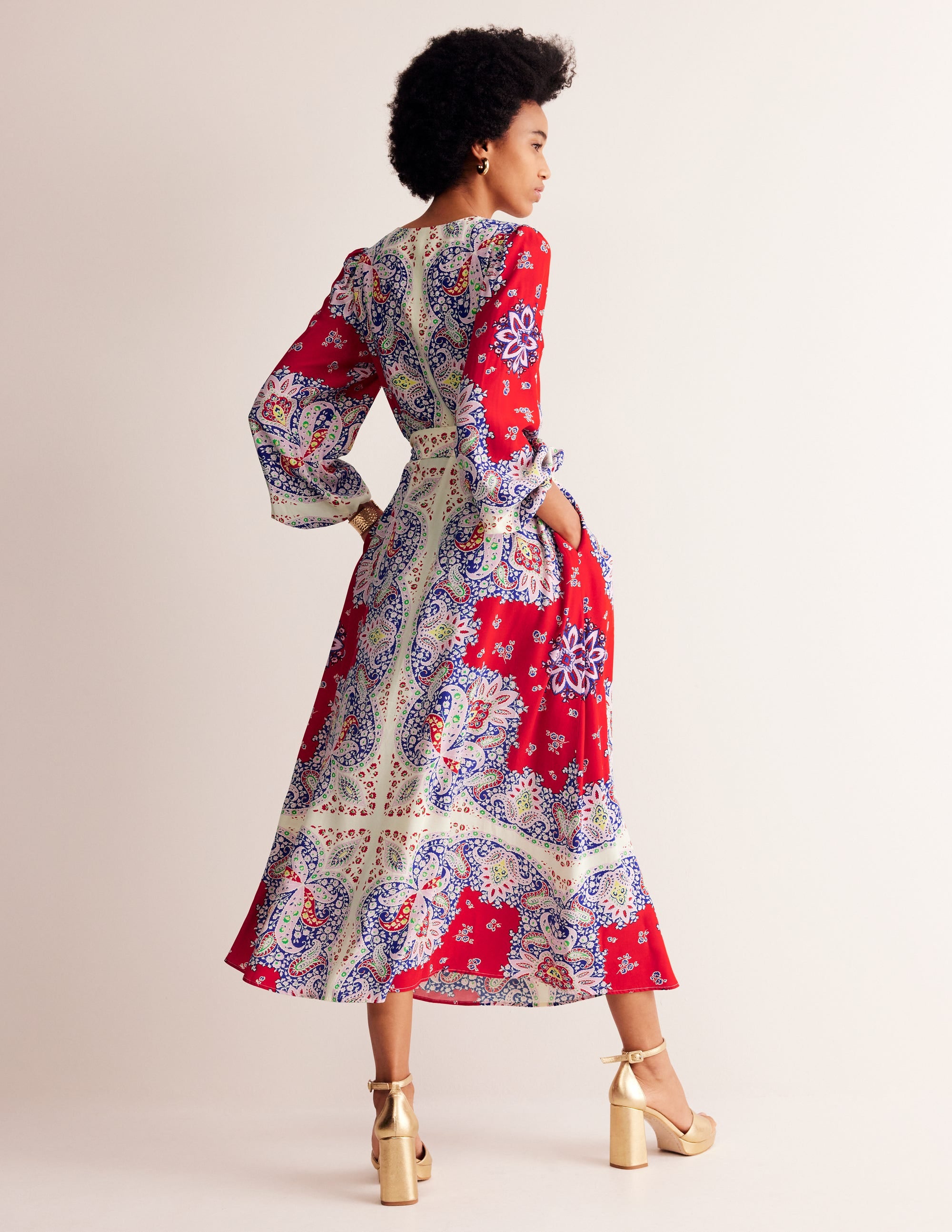 Occasion Blouson Maxi Dress-Rubicondo, Ornate Paisley - Image 4