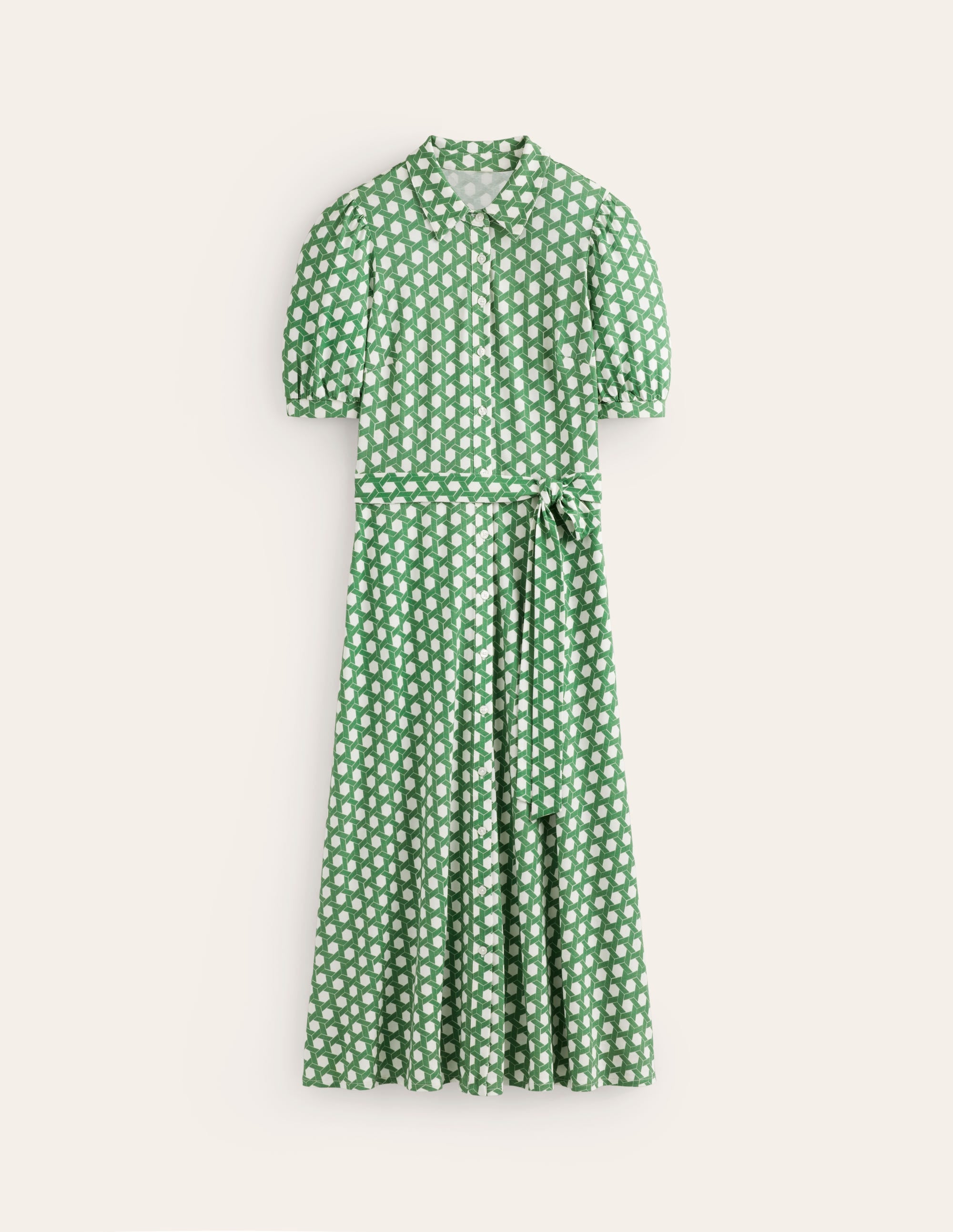 Libby Midi-Hemdblusenkleid aus Jersey-Grün, Honigwabe Geo - Image 5