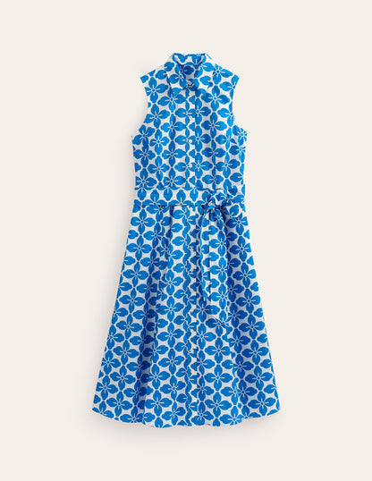 Amy Ärmelloses Hemdblusenkleid-Indigofink, Blumenmuster Kachel-5