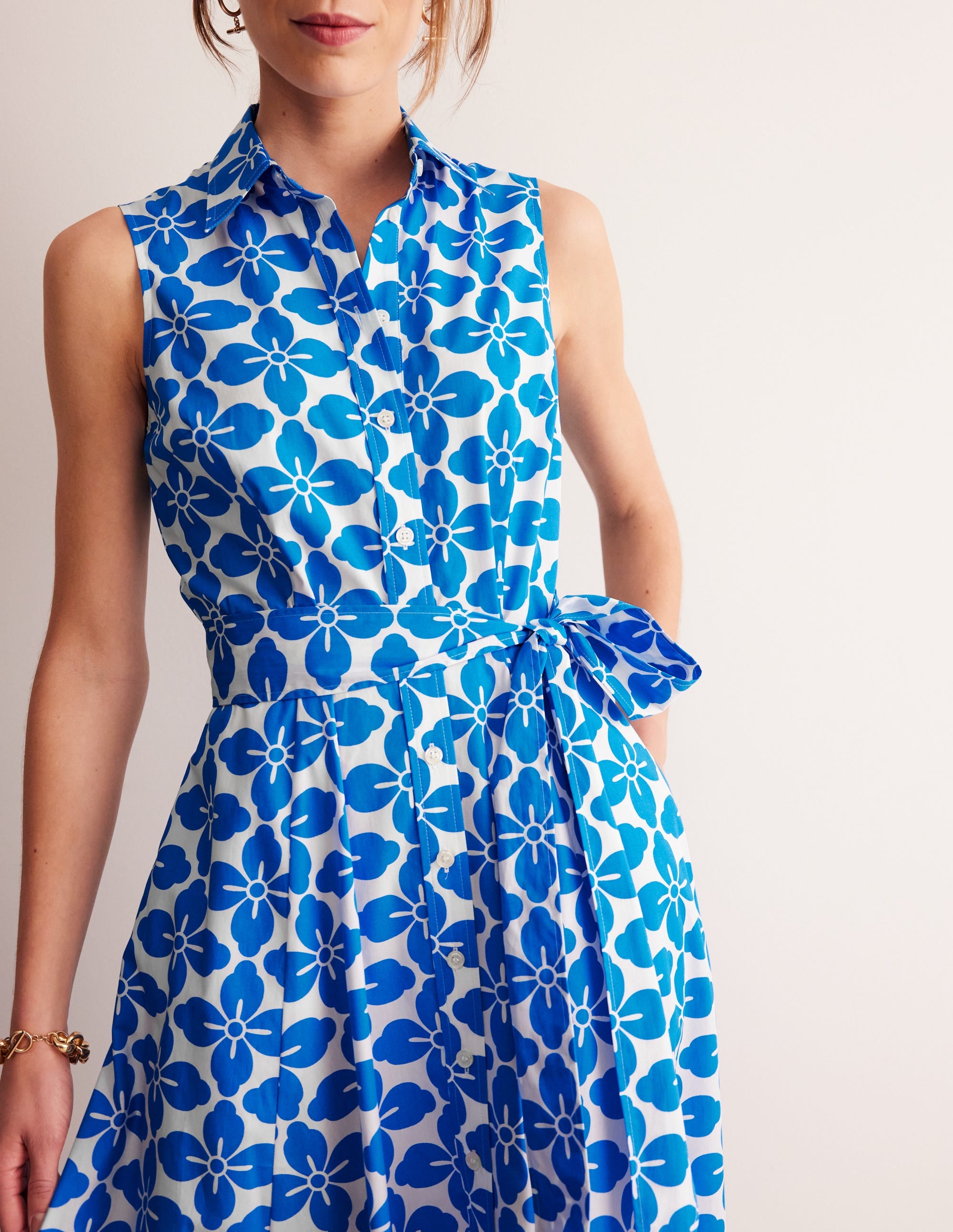 Robe-chemise Amy sans manches-Passerin indigo, motif Floral Tile - Image 3