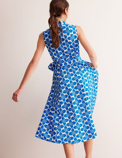 Amy Ärmelloses Hemdblusenkleid-Indigofink, Blumenmuster Kachel-4