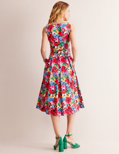 Ärmelloses Midi-Faltenkleid-Bunt, Wilder Mohn groß-3
