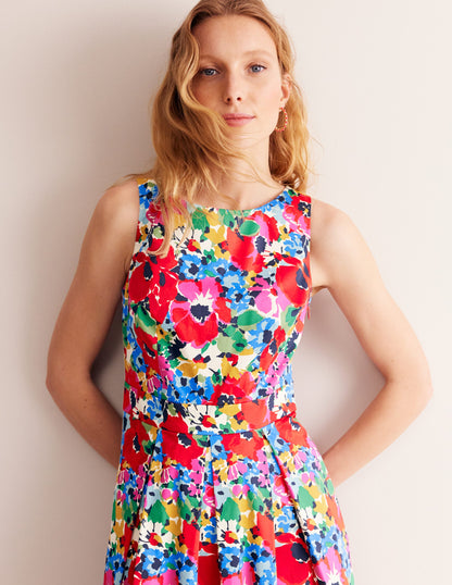 Ärmelloses Midi-Faltenkleid-Bunt, Wilder Mohn groß-4