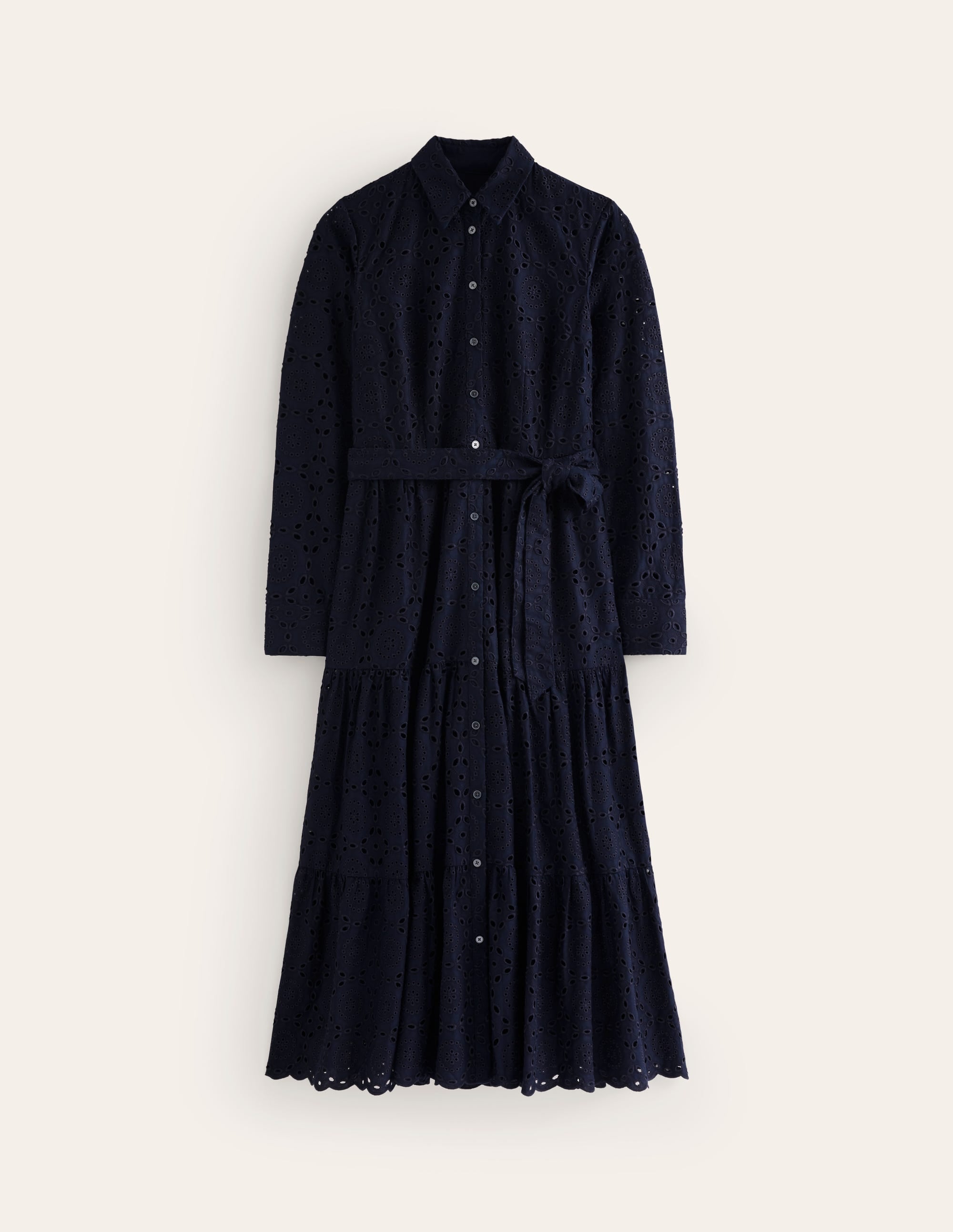 Robe-chemise midi Flo à broderie anglaise-Bleu Marine, Petits Pois - Image 8