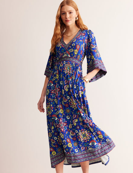 Maya Jersey-Maxikleid im Kimono-Stil-Surf the Web, Botanische Zweige