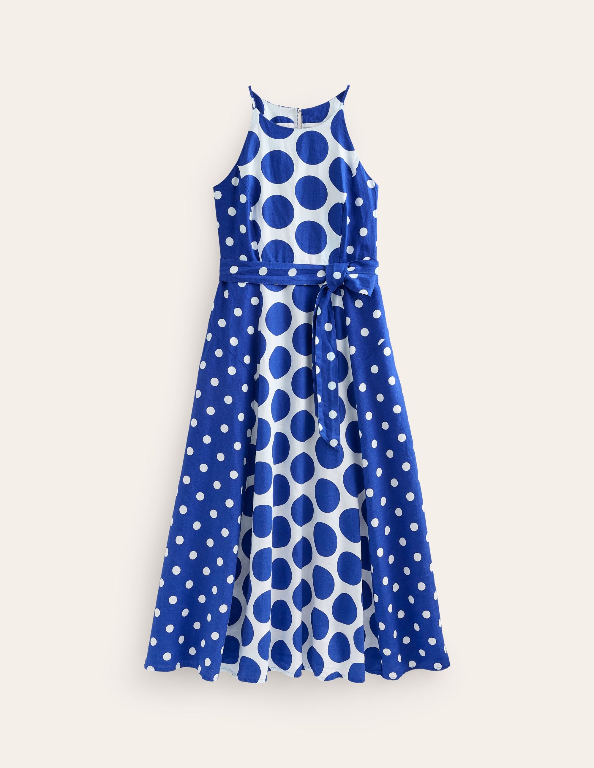 Maxi-Neckholderkleid aus Leinen-Surf the Web, Gepunktet - Image 6