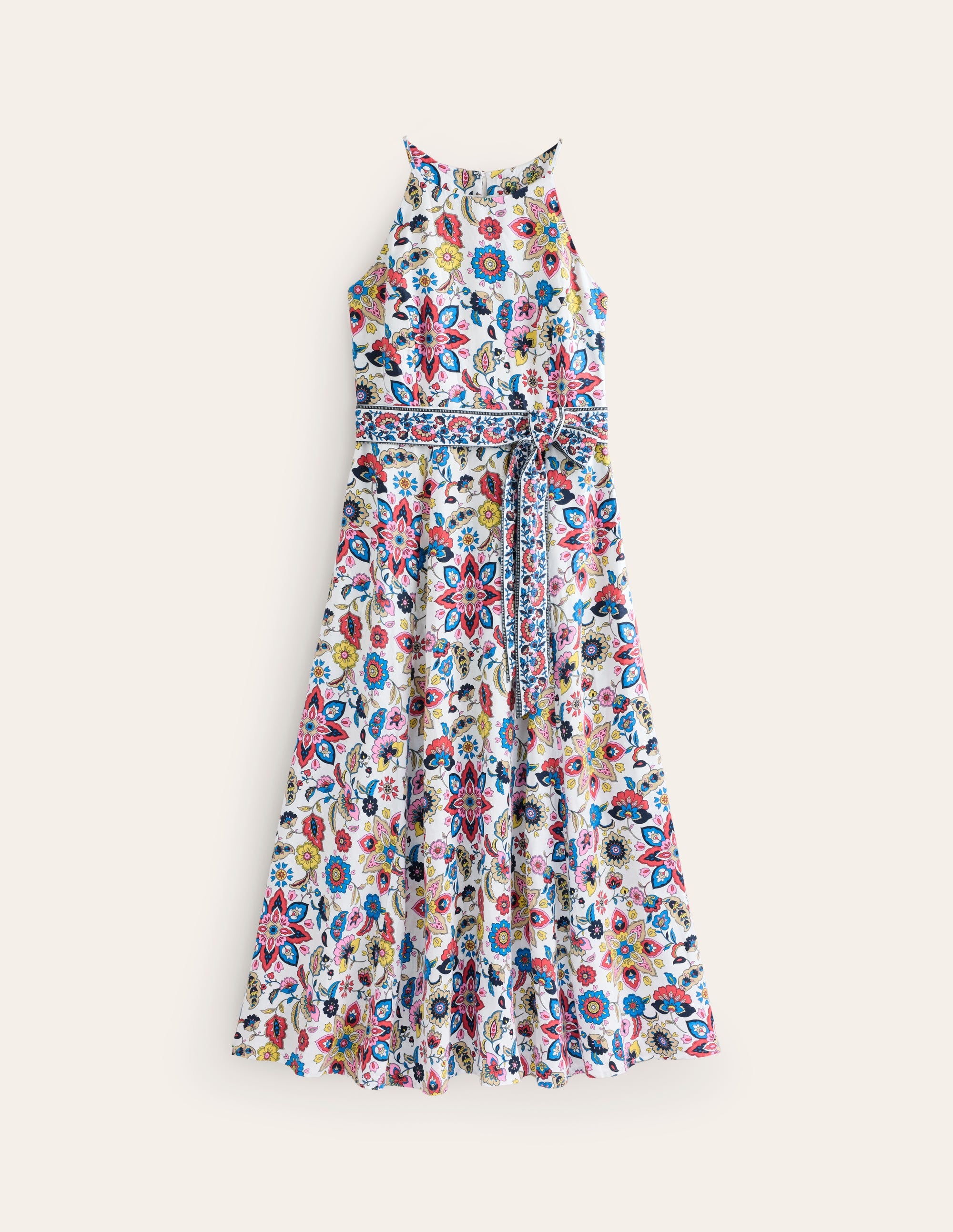 Maxi-Neckholderkleid aus Leinen-Mid Denim - Image 5