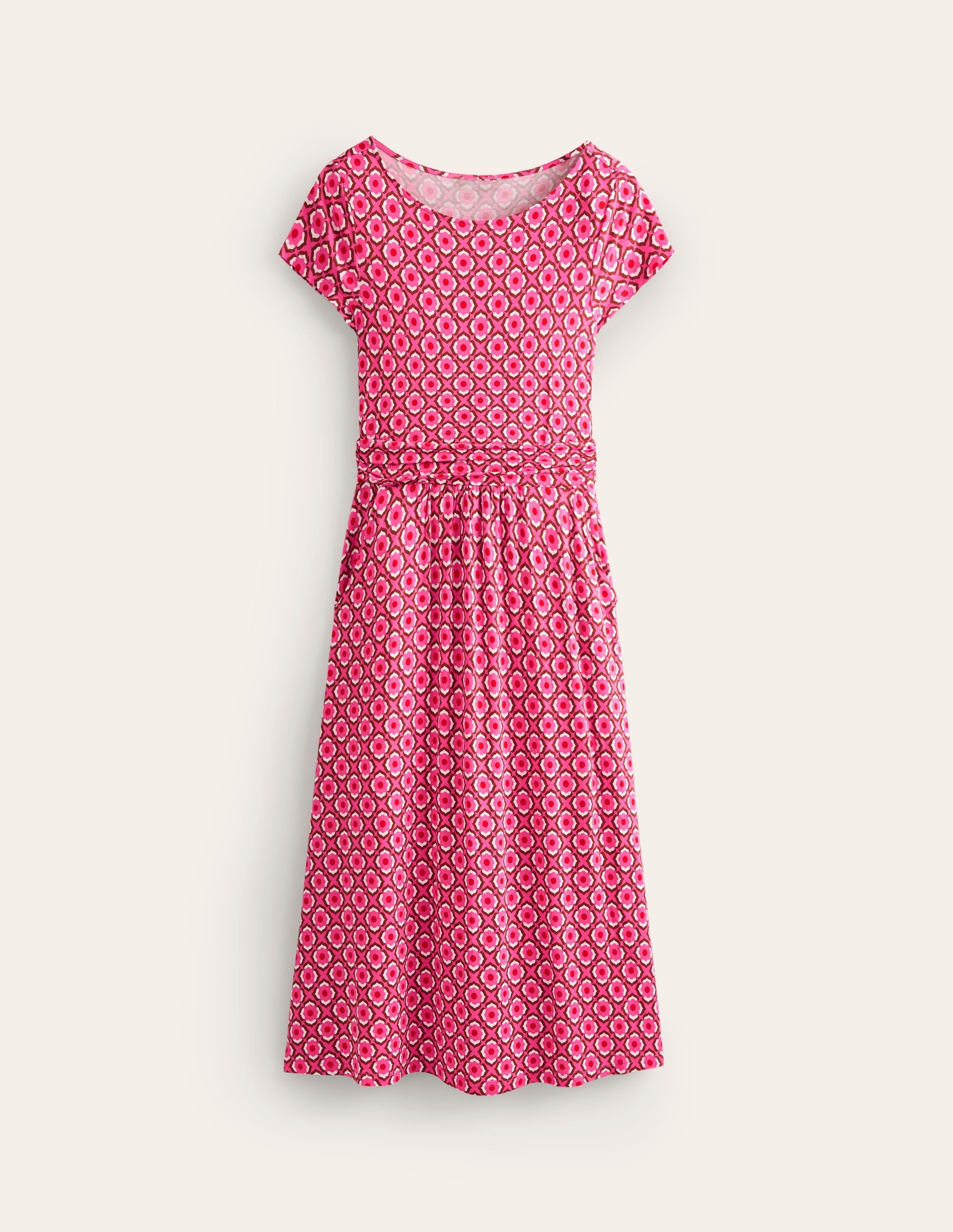 Robe midi Amelie en jersey-Sangria rose, motif Geo Pome - Image 5