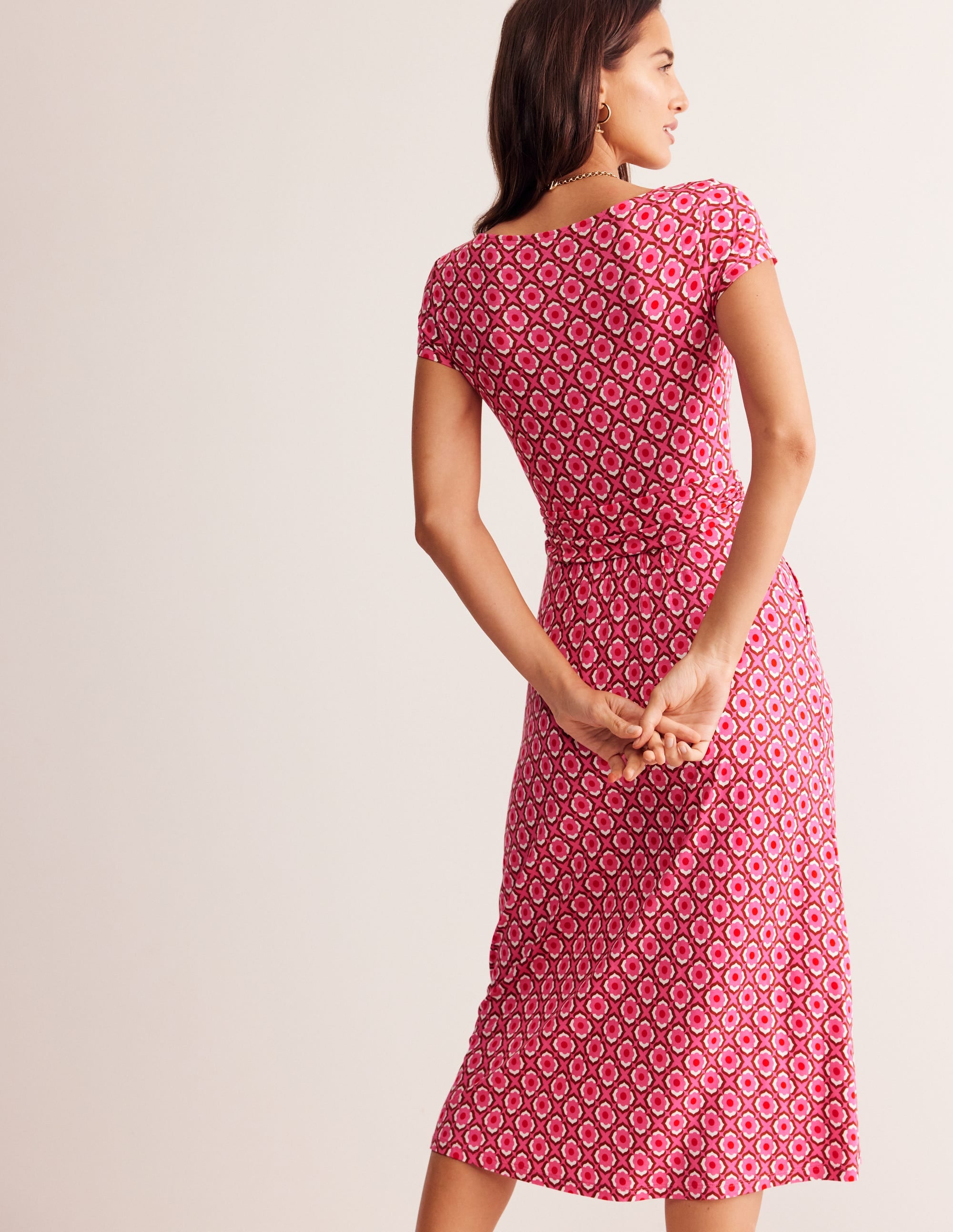 Robe midi Amelie en jersey-Sangria rose, motif Geo Pome - Image 4