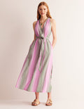 Jacquard-Strandkleid-Grün und Rosa Jacquard