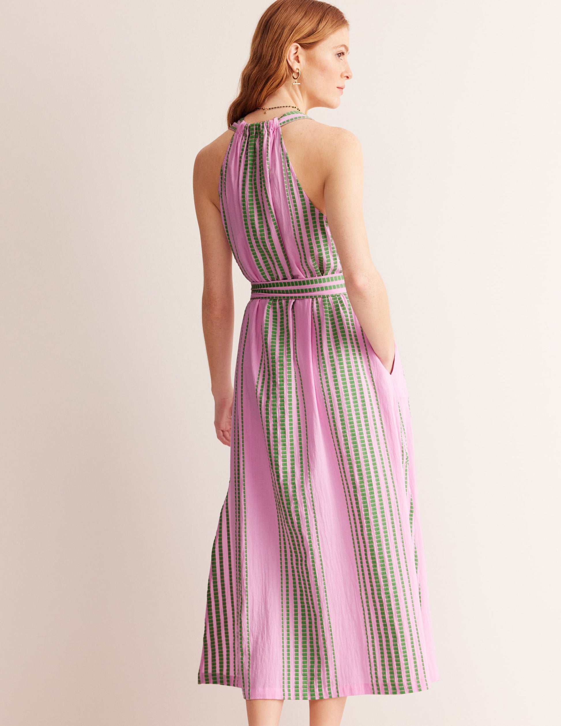 Jacquard-Strandkleid-Grün und Rosa Jacquard-3