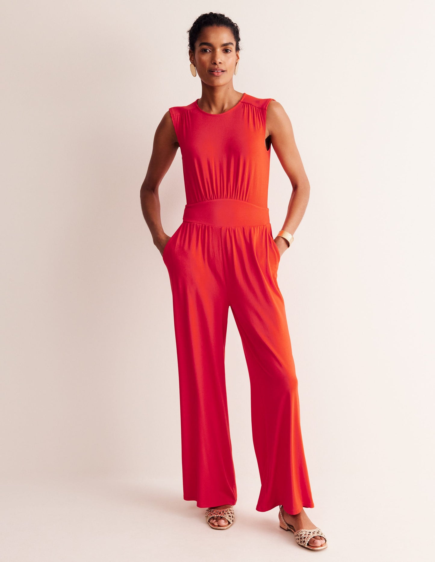 Thea Jersey Jumpsuit-Flame Scarlet Boden EU - Main Image