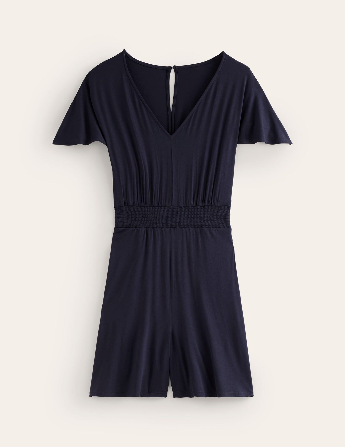 Gesmokter Playsuit aus Jersey-Aqua Marine Marl