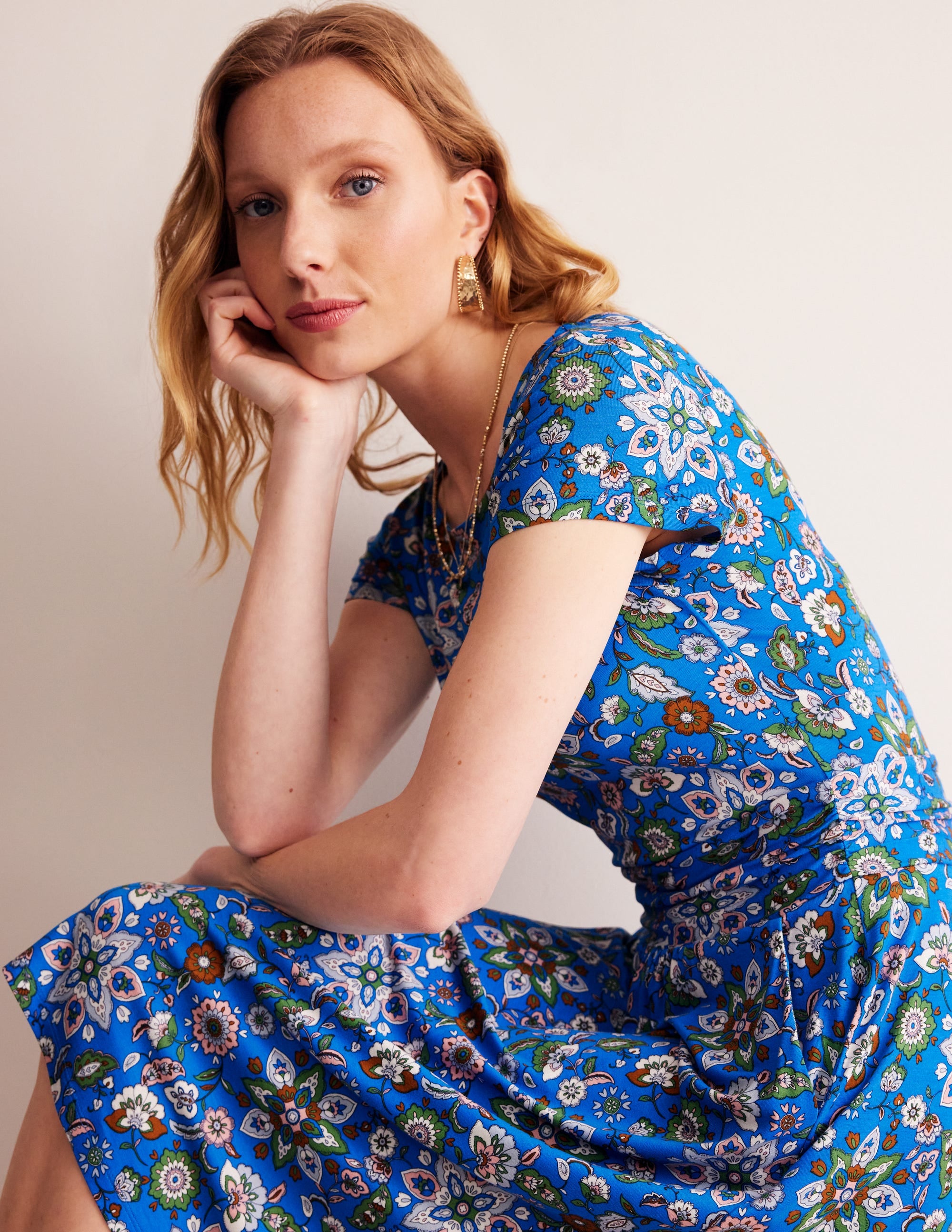 Amelie Jerseykleid-Indigo, Botanischer Zweig - Image 1