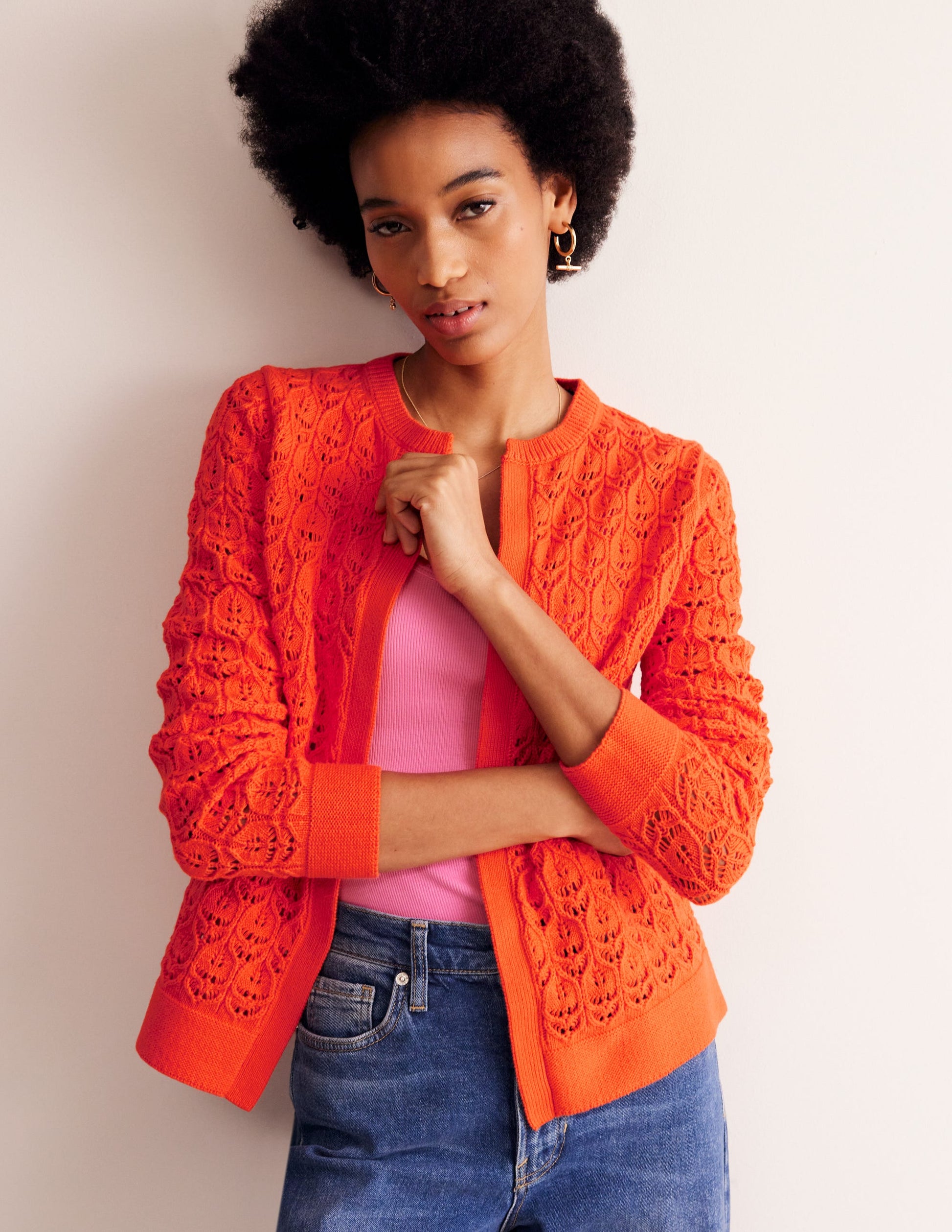 Gehäkelte Strickjacke-Mandarinenorange-1
