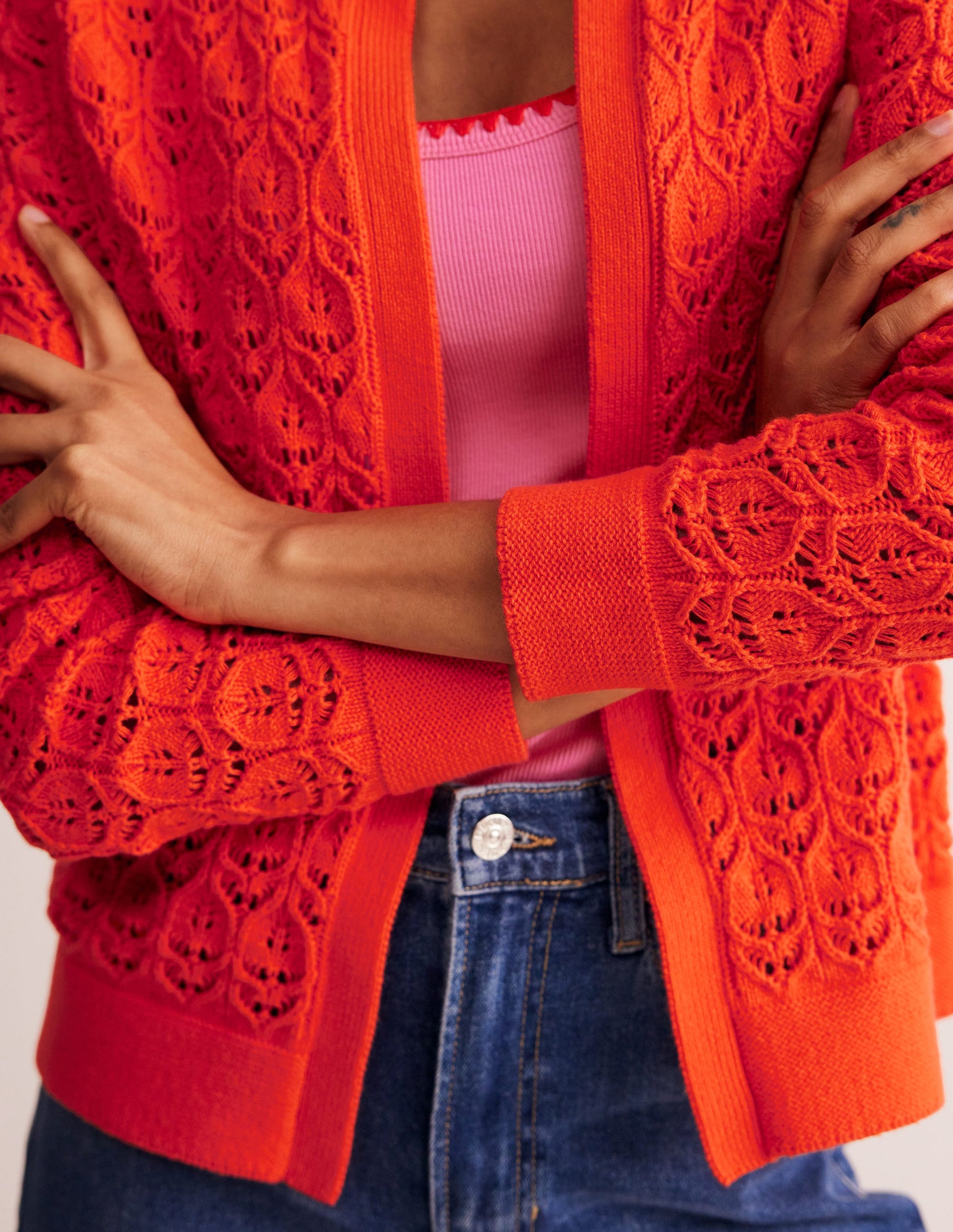 Gehäkelte Strickjacke-Mandarinenorange-2