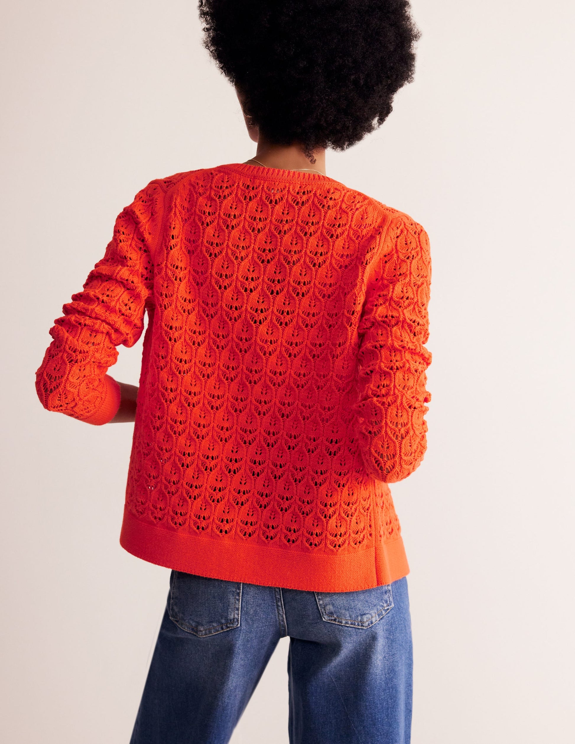 Gehäkelte Strickjacke-Mandarinenorange-3
