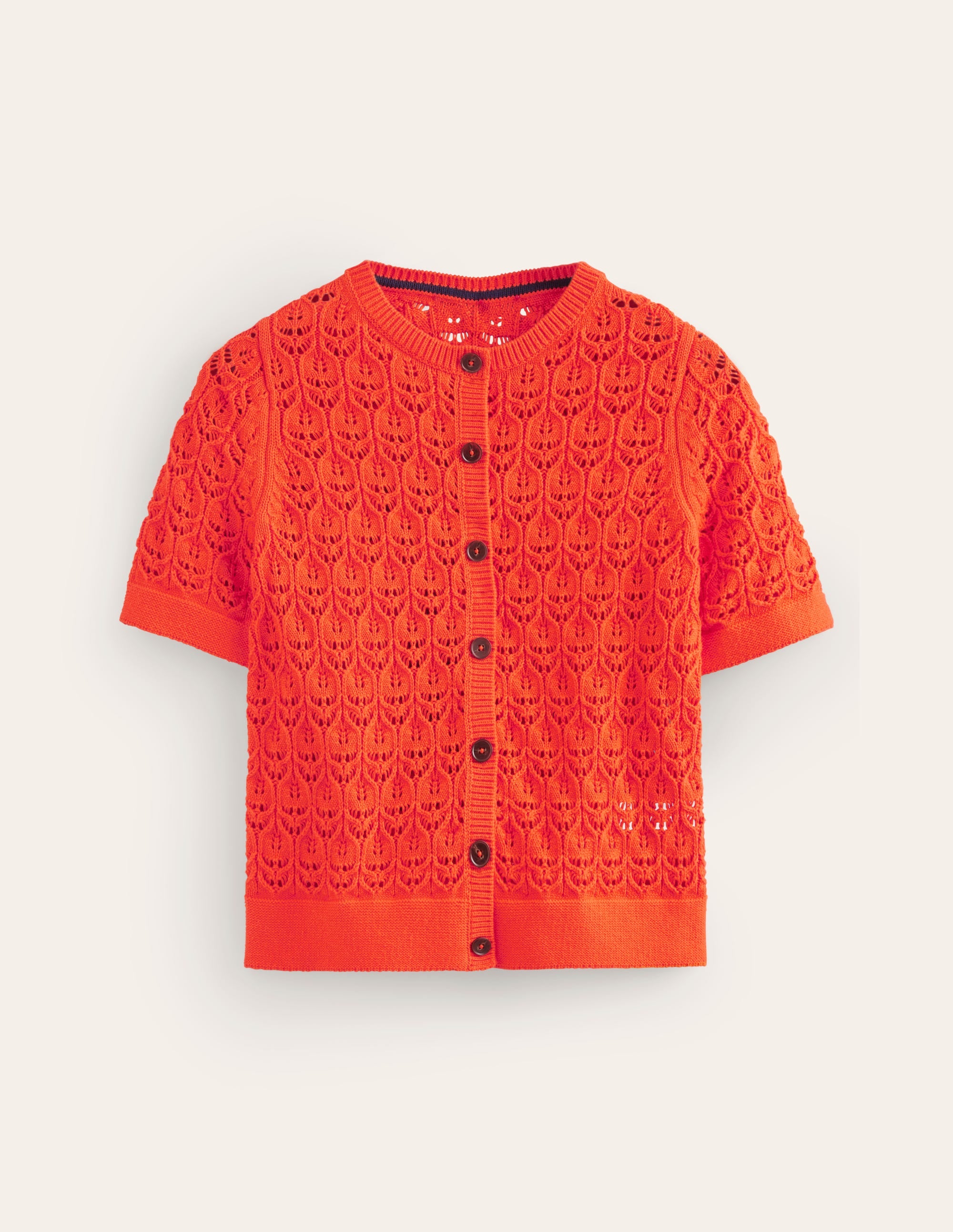 Gehäkelte, kurzärmlige Strickjacke-Mandarinenorange - Image 5