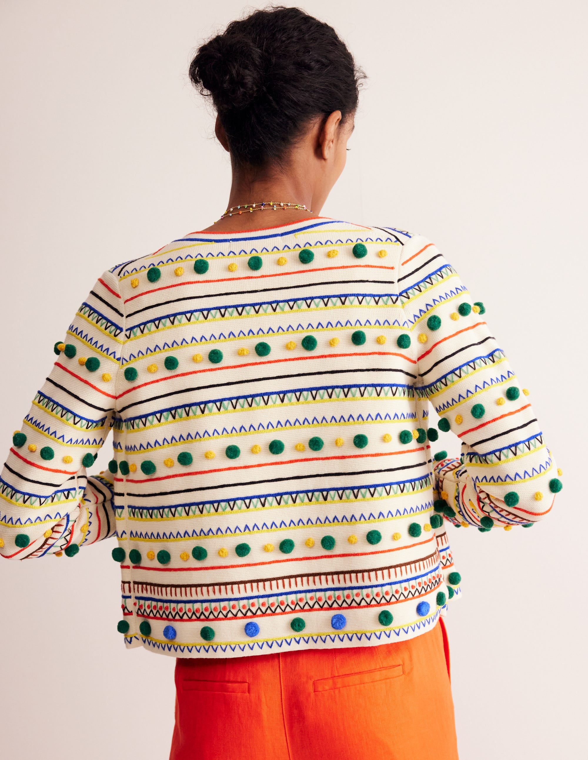 Strickjacke mit Bommeln-Warmes Naturweiß, Bunt - Image 2