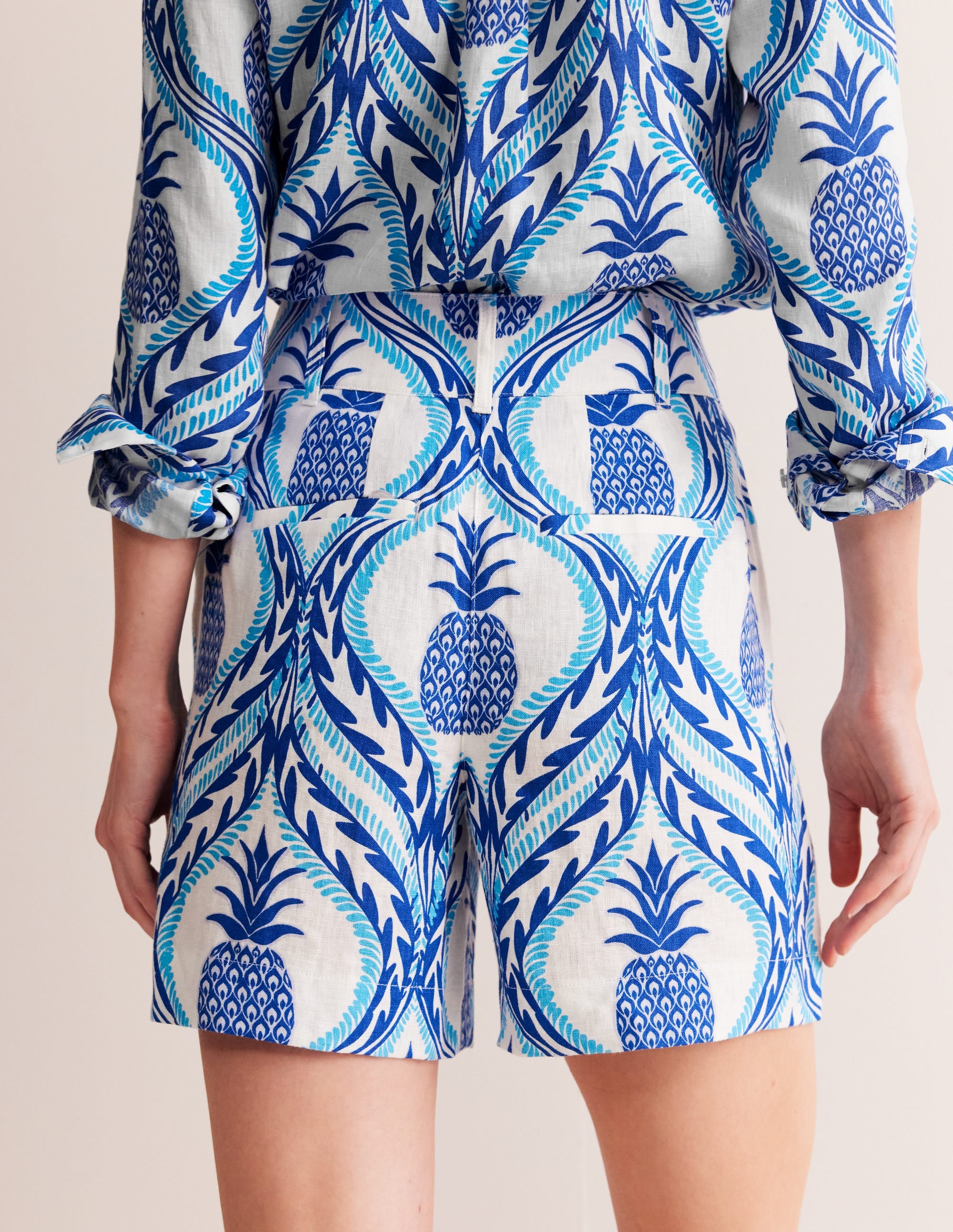 Westbourne Kurze Hose aus Leinen-Surf The Web, Ananas Welle - Image 3