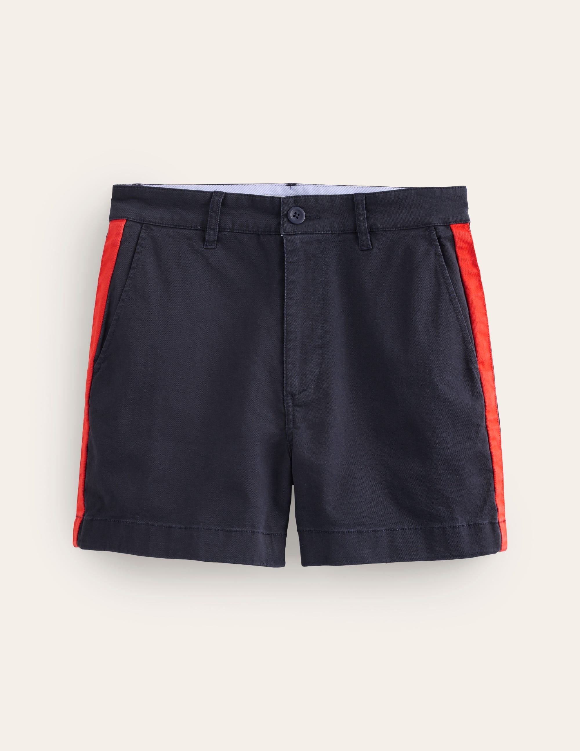 Short chino Barnsbury-Bleu marine, rayé latéral rouge - Image 5