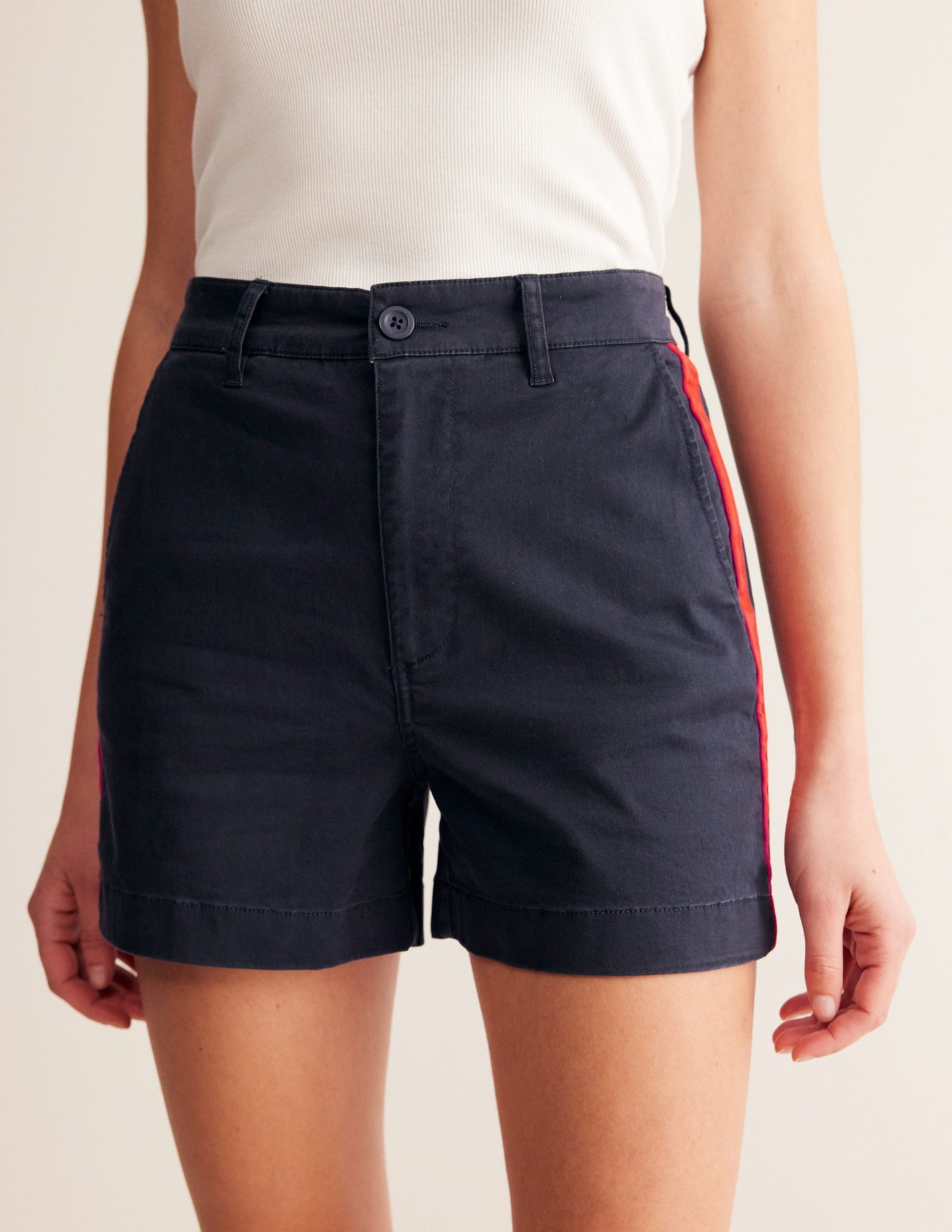 Barnsbury Chino Short-Navy, Red Side Stripe