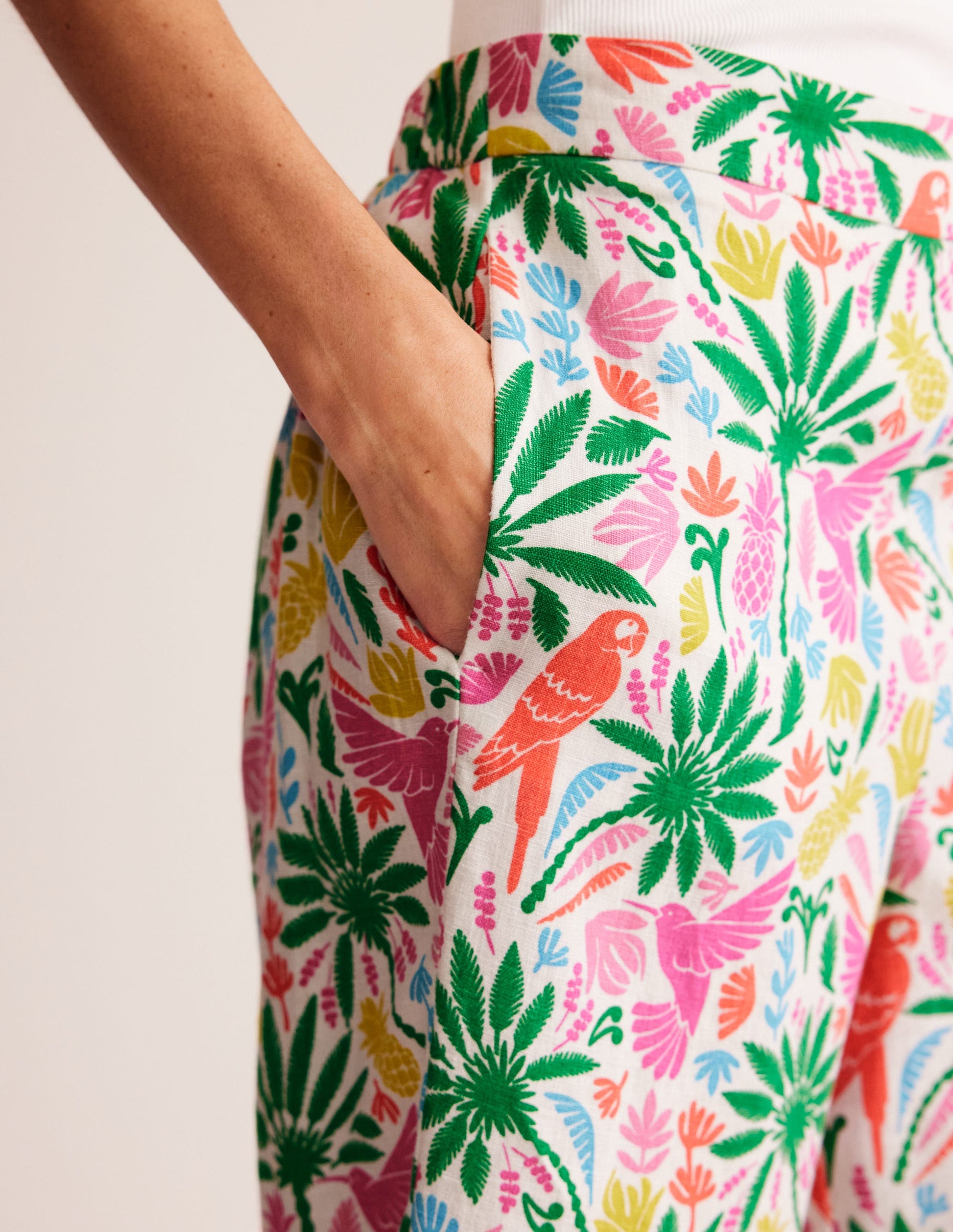 Pantalon Hampstead en lin-Multi, paradis tropical-2