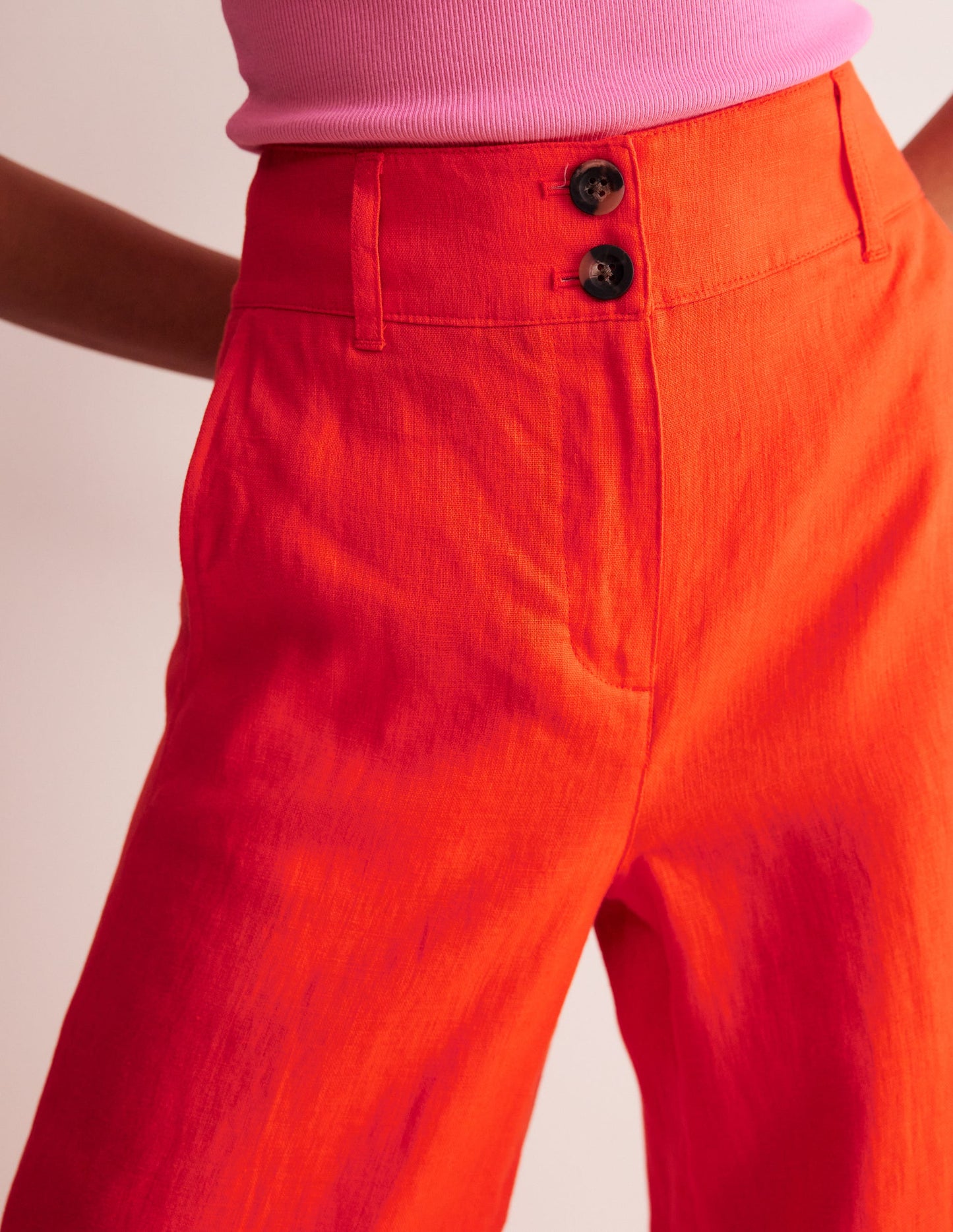 Pantacourt Westbourne en lin-Orange mandarine