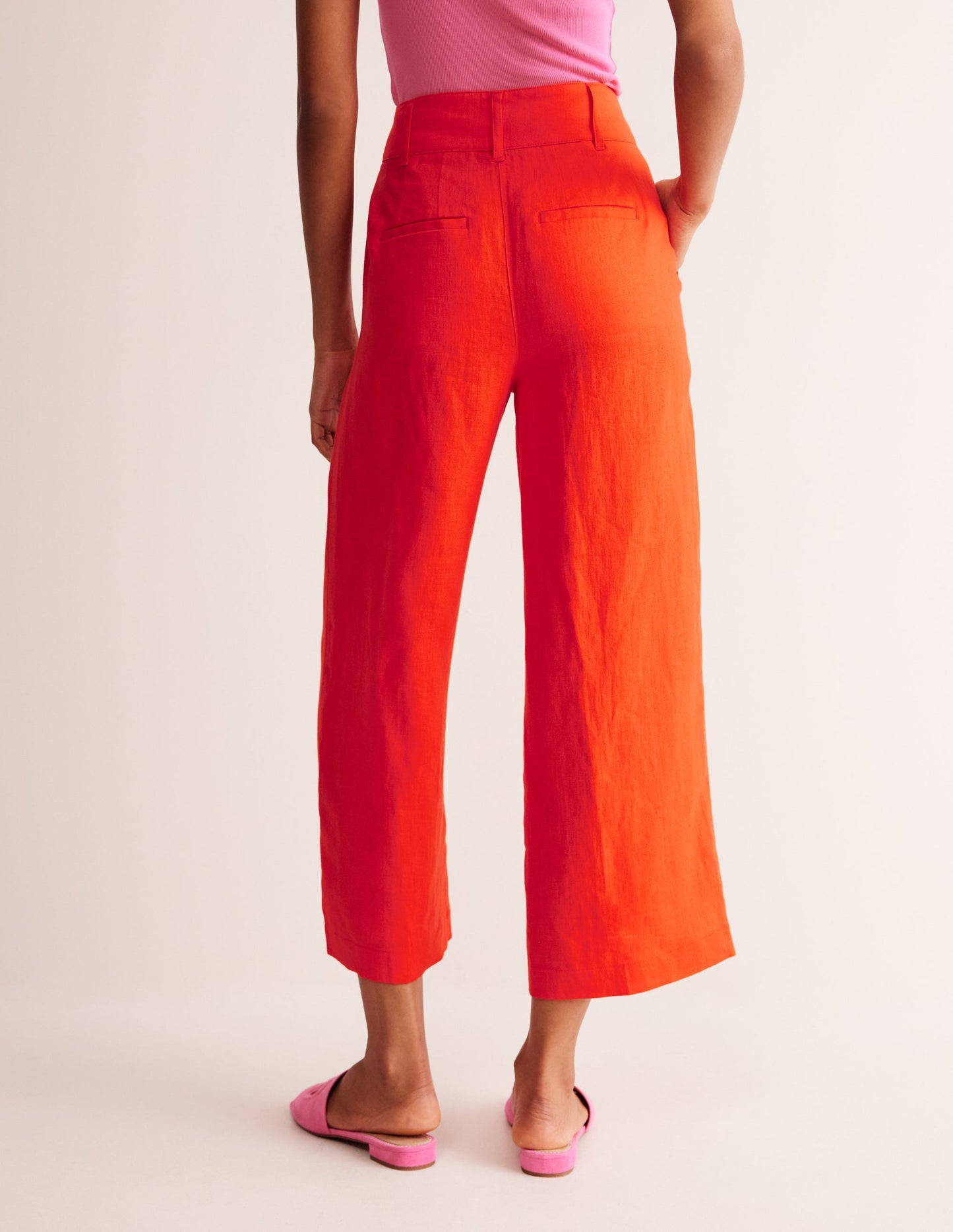 Pantacourt Westbourne en lin-Orange mandarine