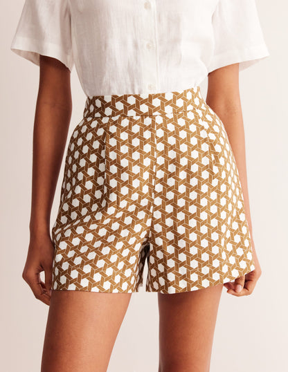 Hampstead Linen Shorts-Rubber, Honeycomb Geo