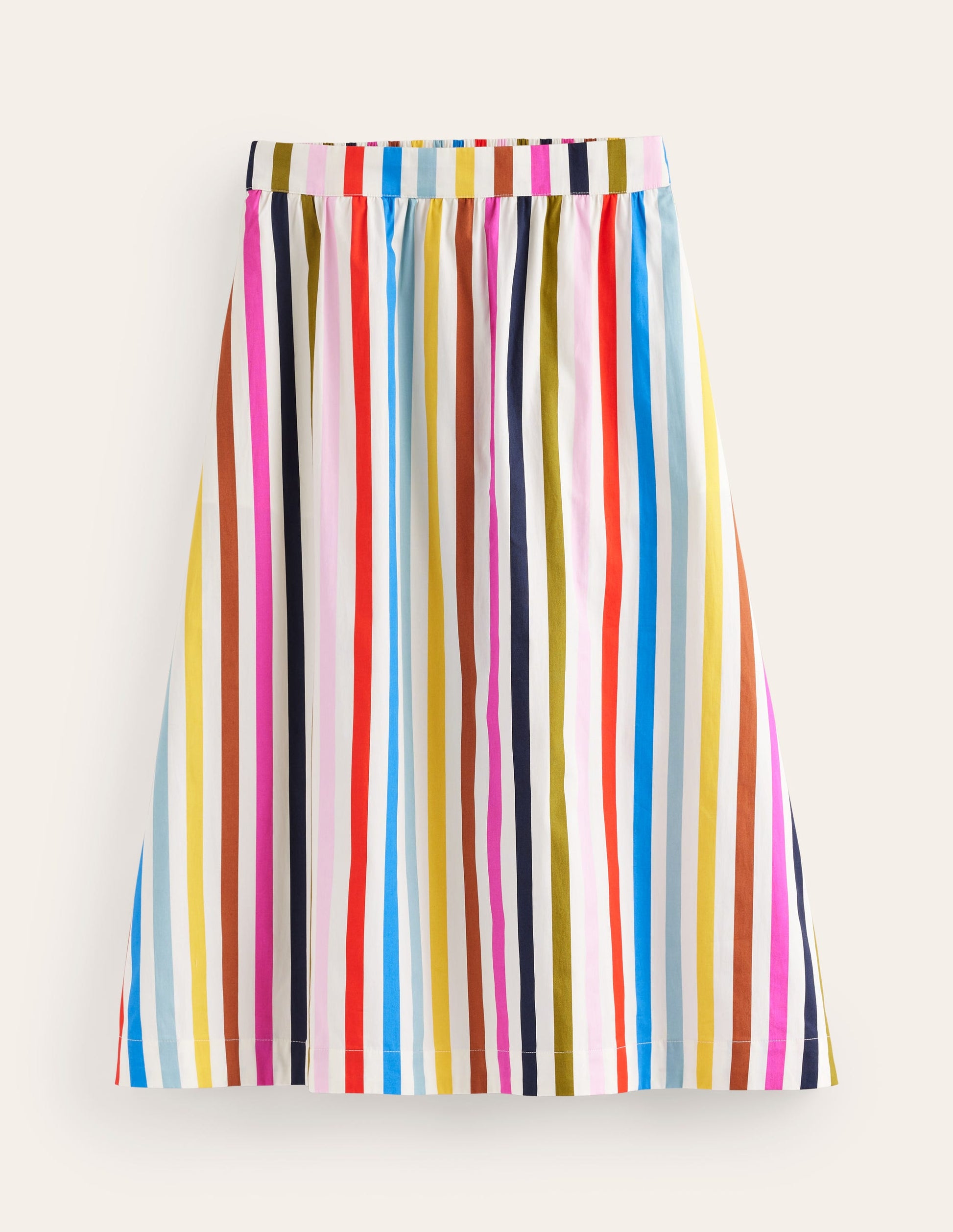 Jupe midi Hattie en popeline-Rayé multi-6