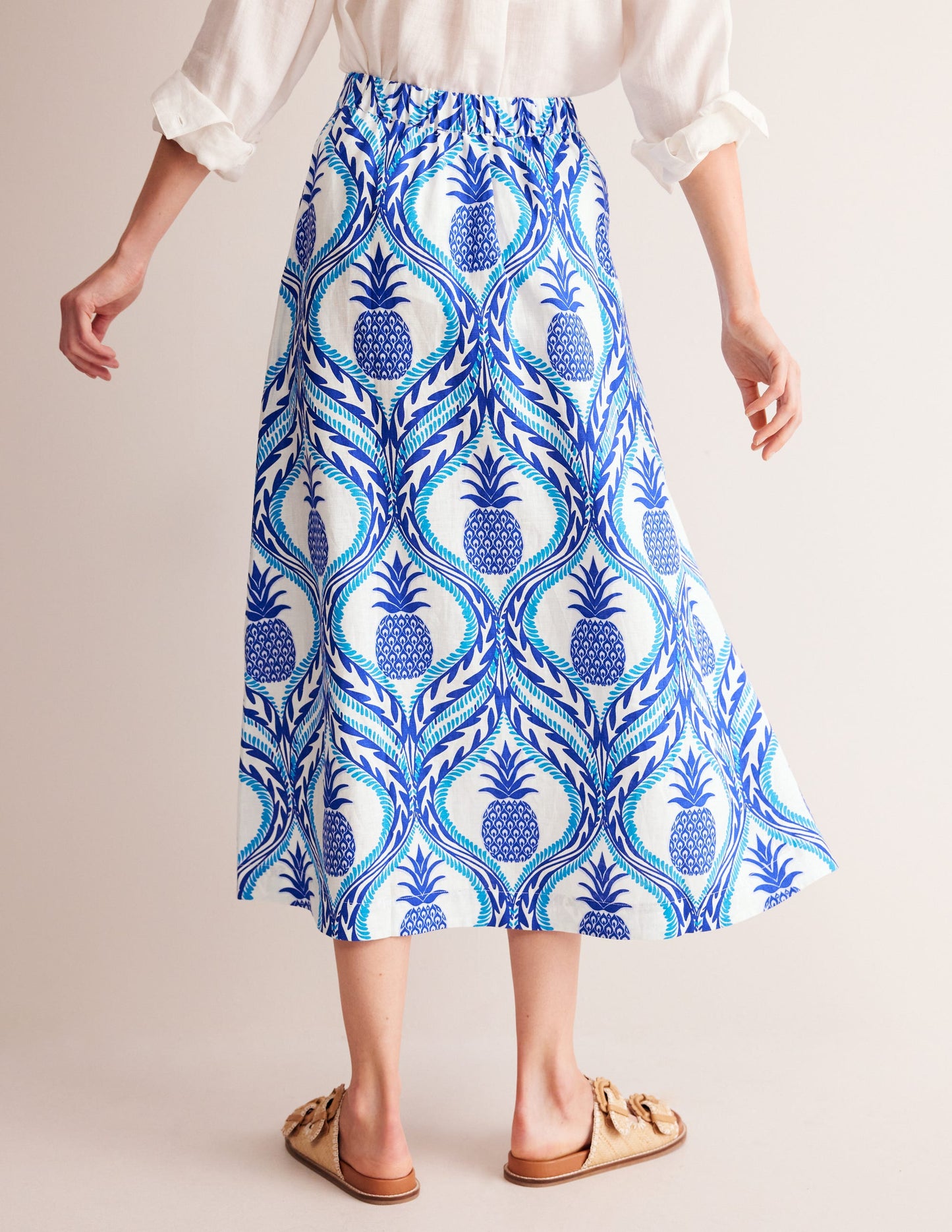 Florence Linen Skirt-Surf the Web, Pineapple Wave