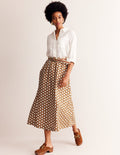 Jupe Florence en lin-Caoutchouc, motif Honeycomb Geo