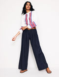 Regent Plissierte Leinenhose-Aqua Marine Marl