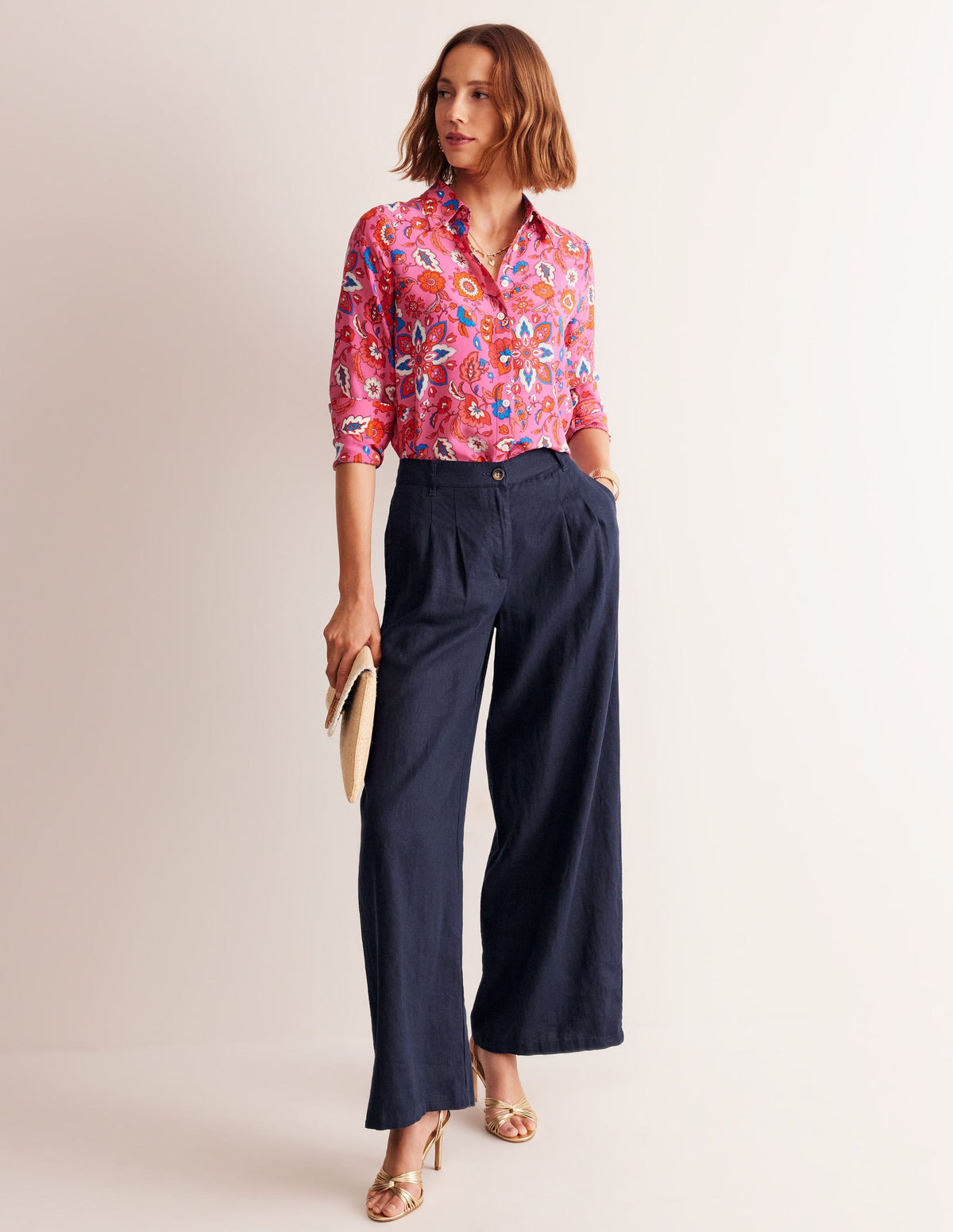 Regent Plissierte Leinenhose-Aqua Marine Marl - Image 6