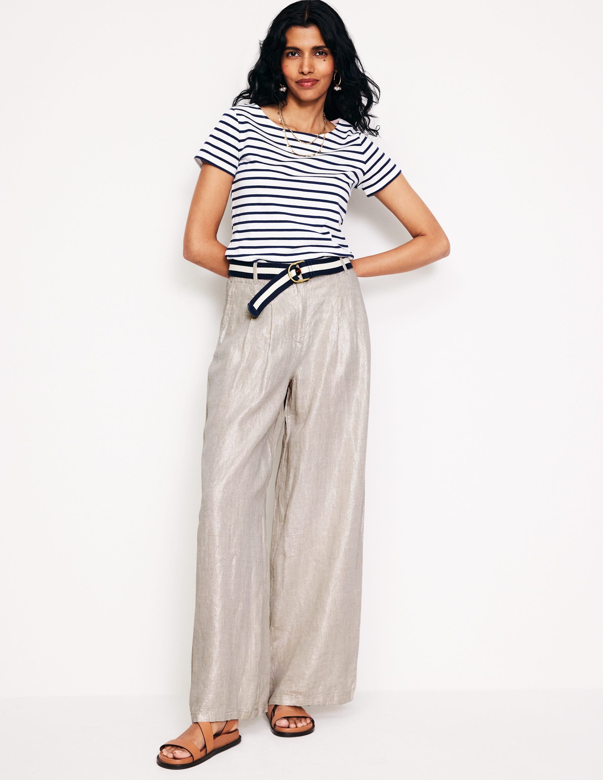 Pantalon plissé Regent en lin-Black - Image 1