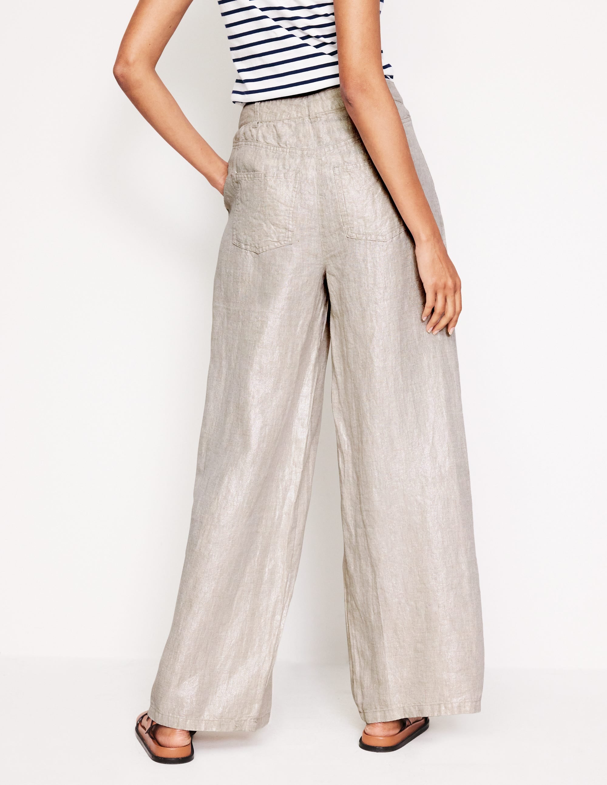 Pantalon plissé Regent en lin-Black - Image 3