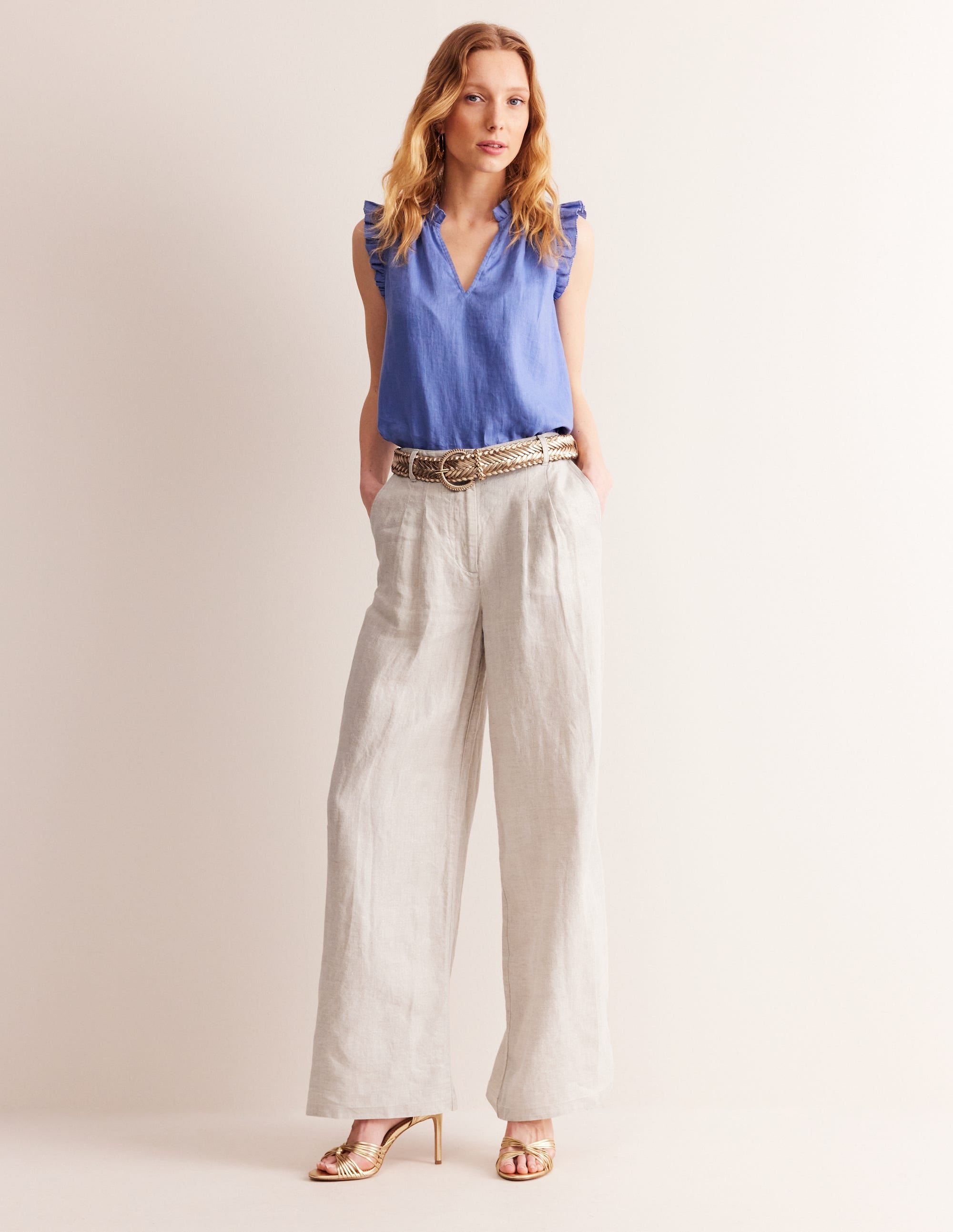 Pantalon plissé Regent en lin-Black - Image 5
