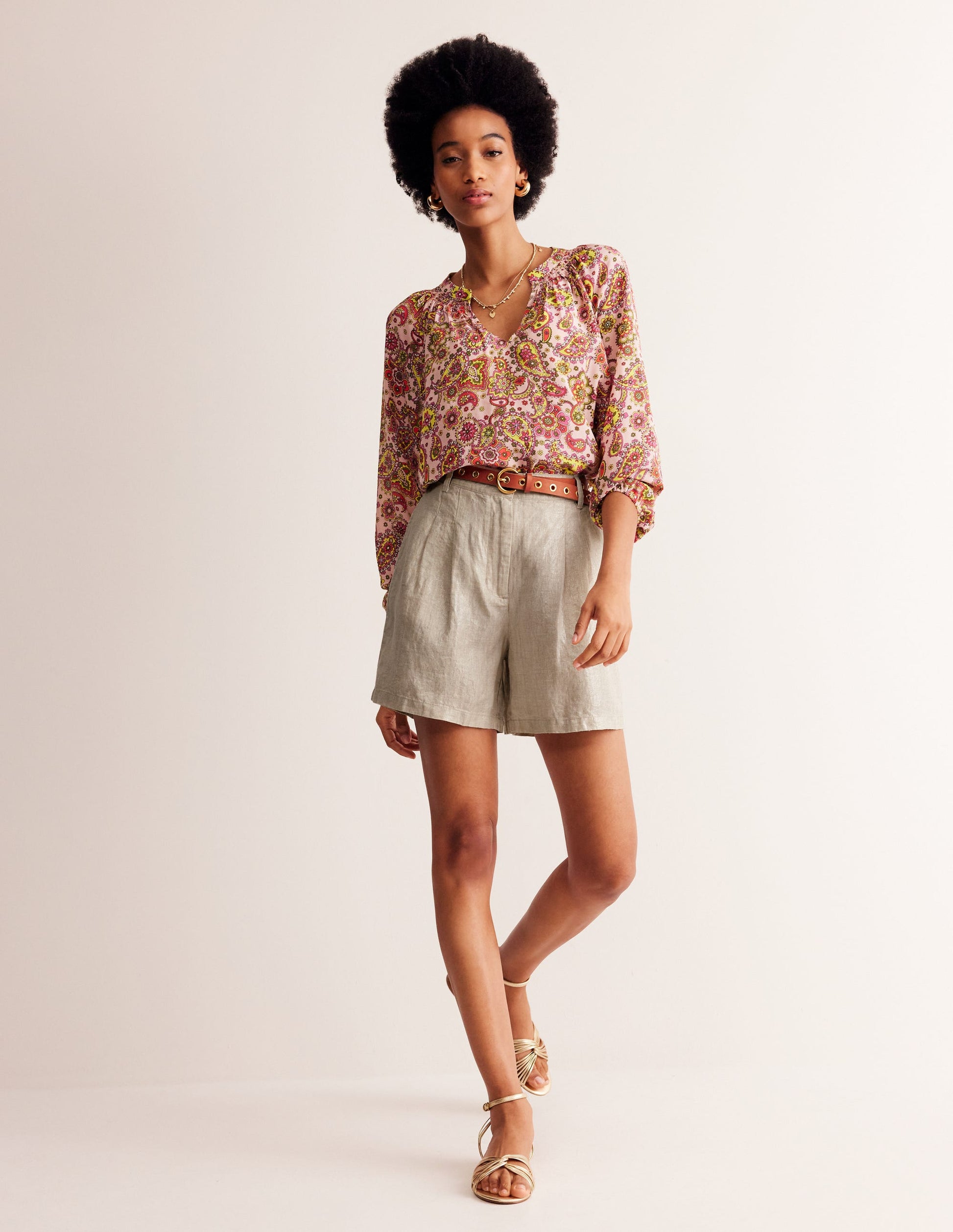 Plissierte Leinenshorts-Black Boden EU - Main Image