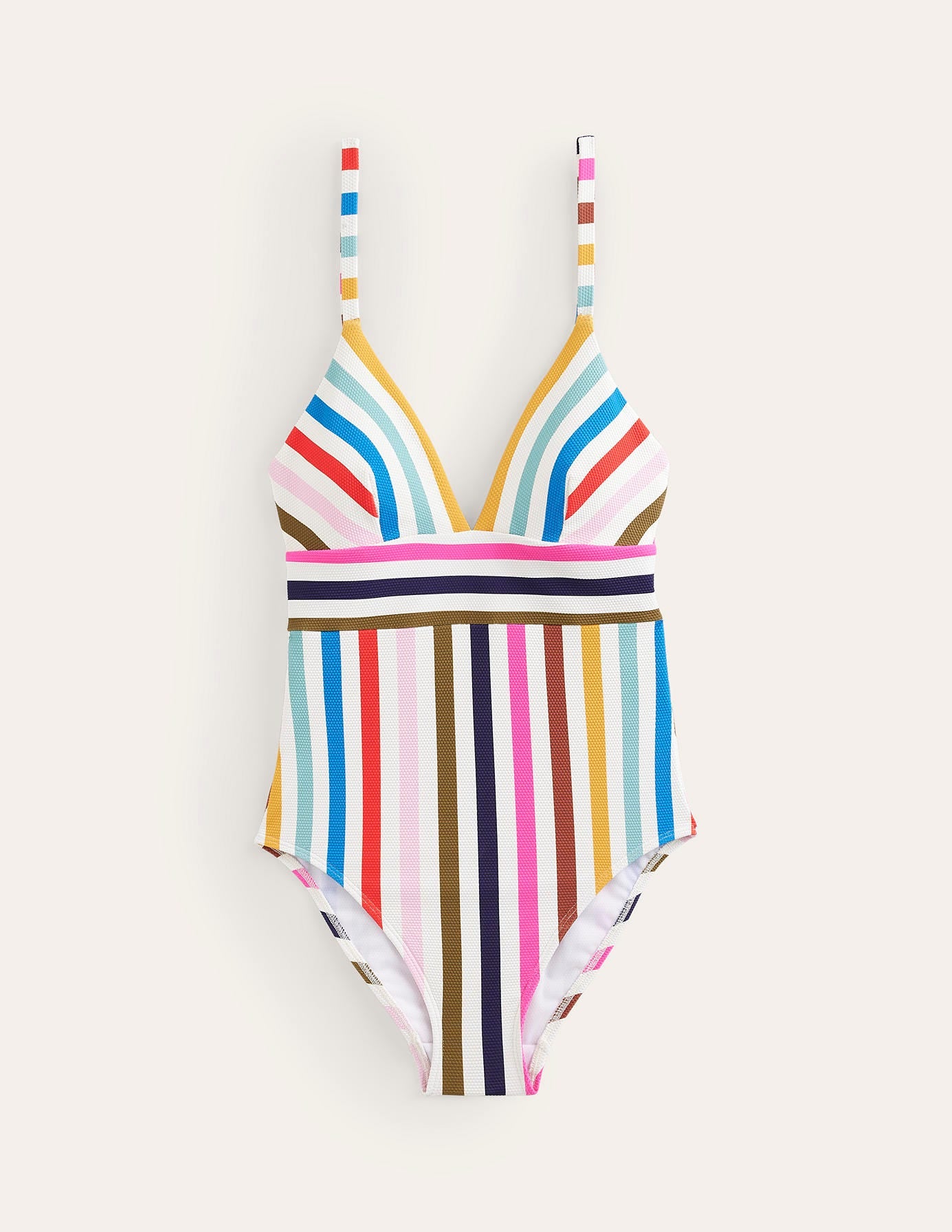 Maillot de bain col V Arezzo à empiècement-À Rayures Multicolores - Image 5