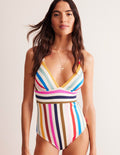 Maillot de bain col V Arezzo à empiècement-À Rayures Multicolores