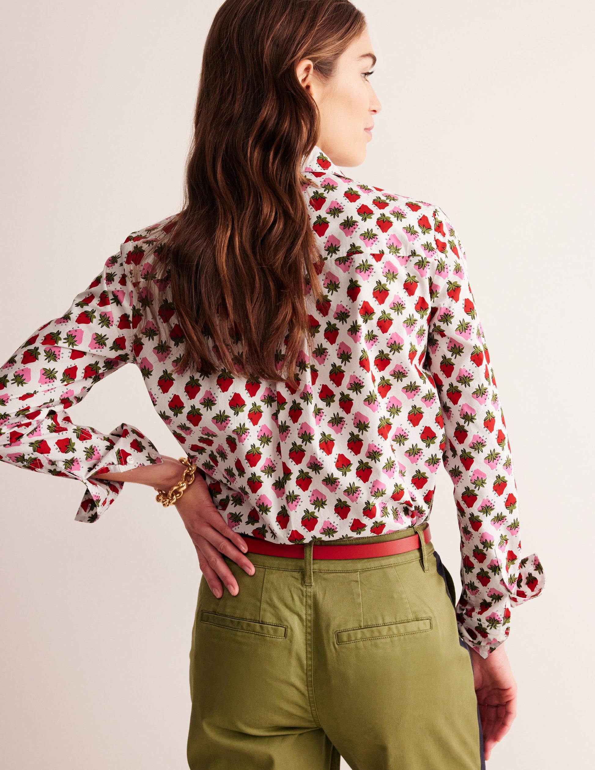Chemise Sienna en coton-Ivoire, motif Strawberry Pop-3