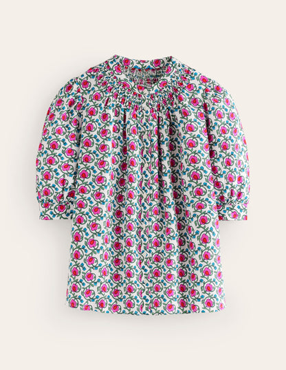 Top Ada en lin-Rose pop, motif Foliage Terrace-5